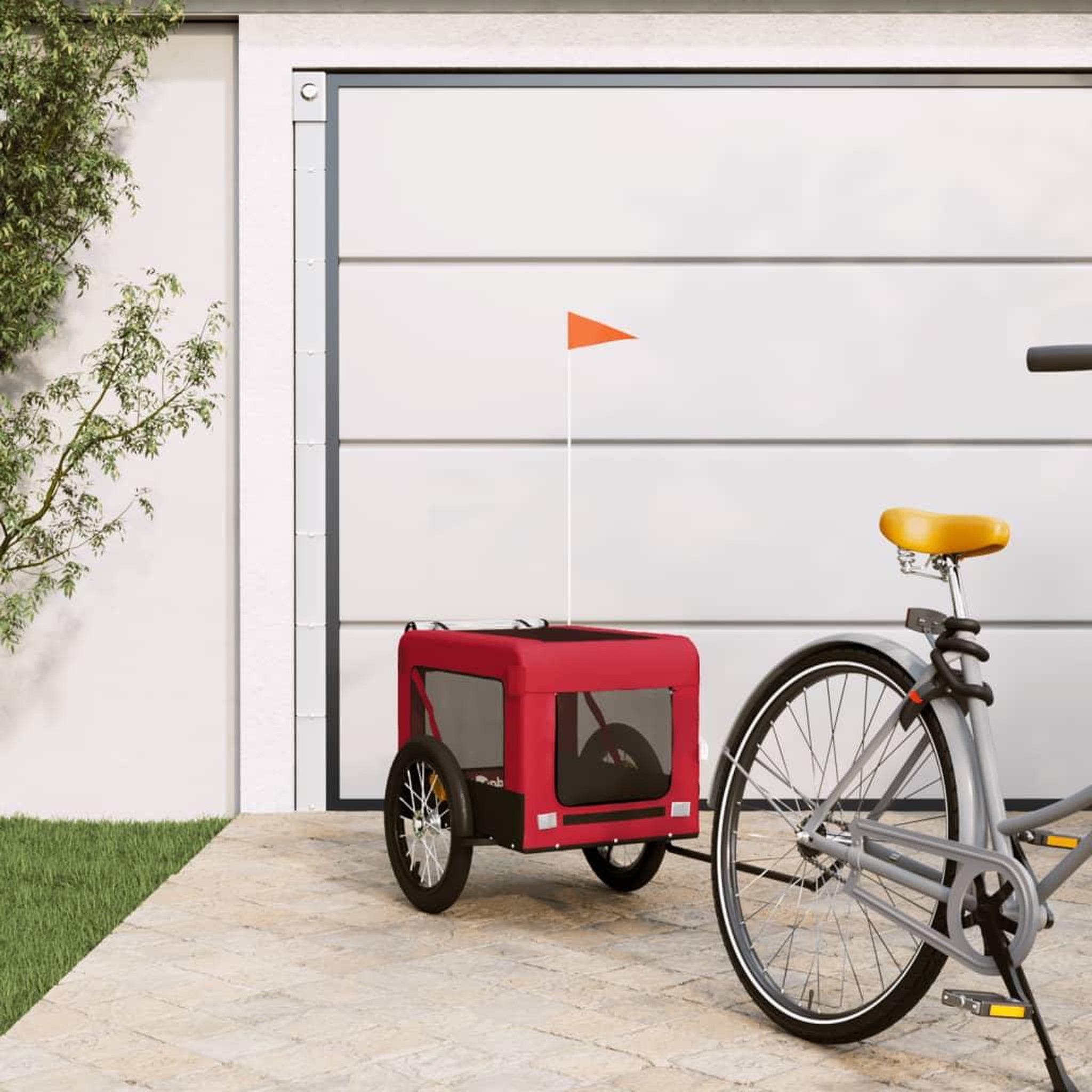 VIDAXL Remorque de velo pour animaux de compagnie rouge et noir