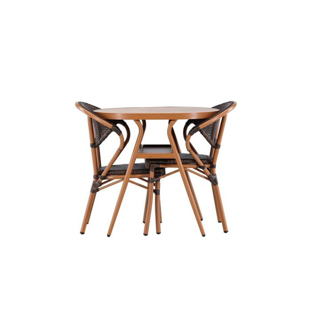 Paris Prix Ensemble Table de Jardin & 2 Chaises  Abrantes  80cm Marron