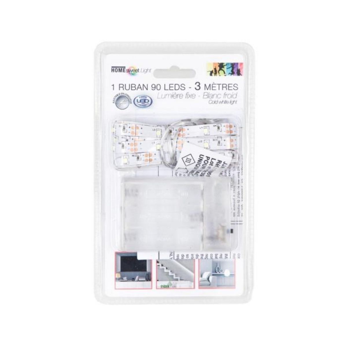 Home sweet lights Ruban LED à Piles 300cm Blanc Froid