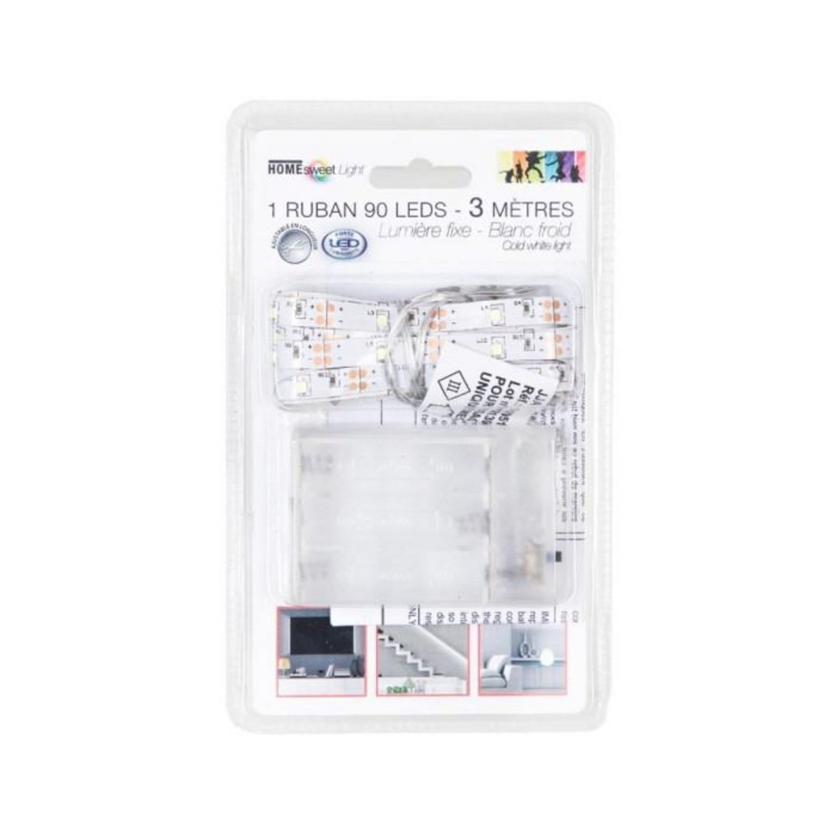 Home sweet lights Ruban LED à Piles 300cm Blanc Froid