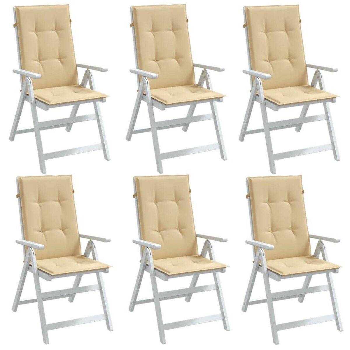 VIDAXL Coussins de chaise a dossier haut lot de 6 beige melange tissu