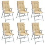 VIDAXL Coussins de chaise a dossier haut lot de 6 beige melange tissu