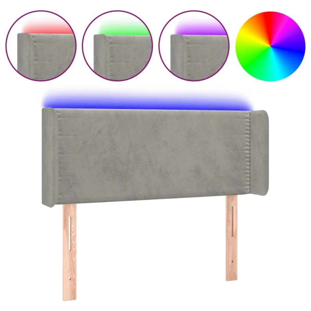 VIDAXL Tete de lit a LED Gris clair 103x16x78/88 cm Velours
