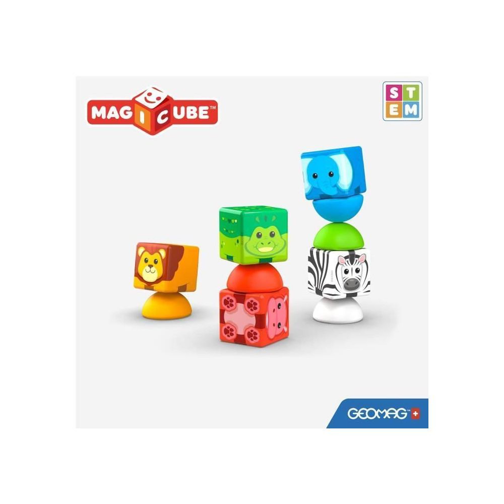 Voir la diapositive 4 : Geomag MagiCube blocks empilables Safari - 10 pieces