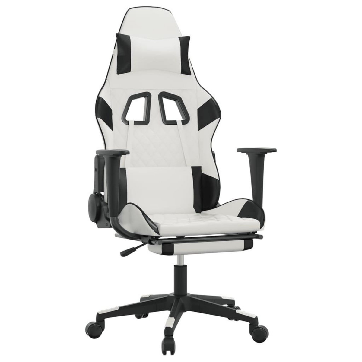 VIDAXL Chaise de jeu avec repose-pied Blanc et noir Similicuir