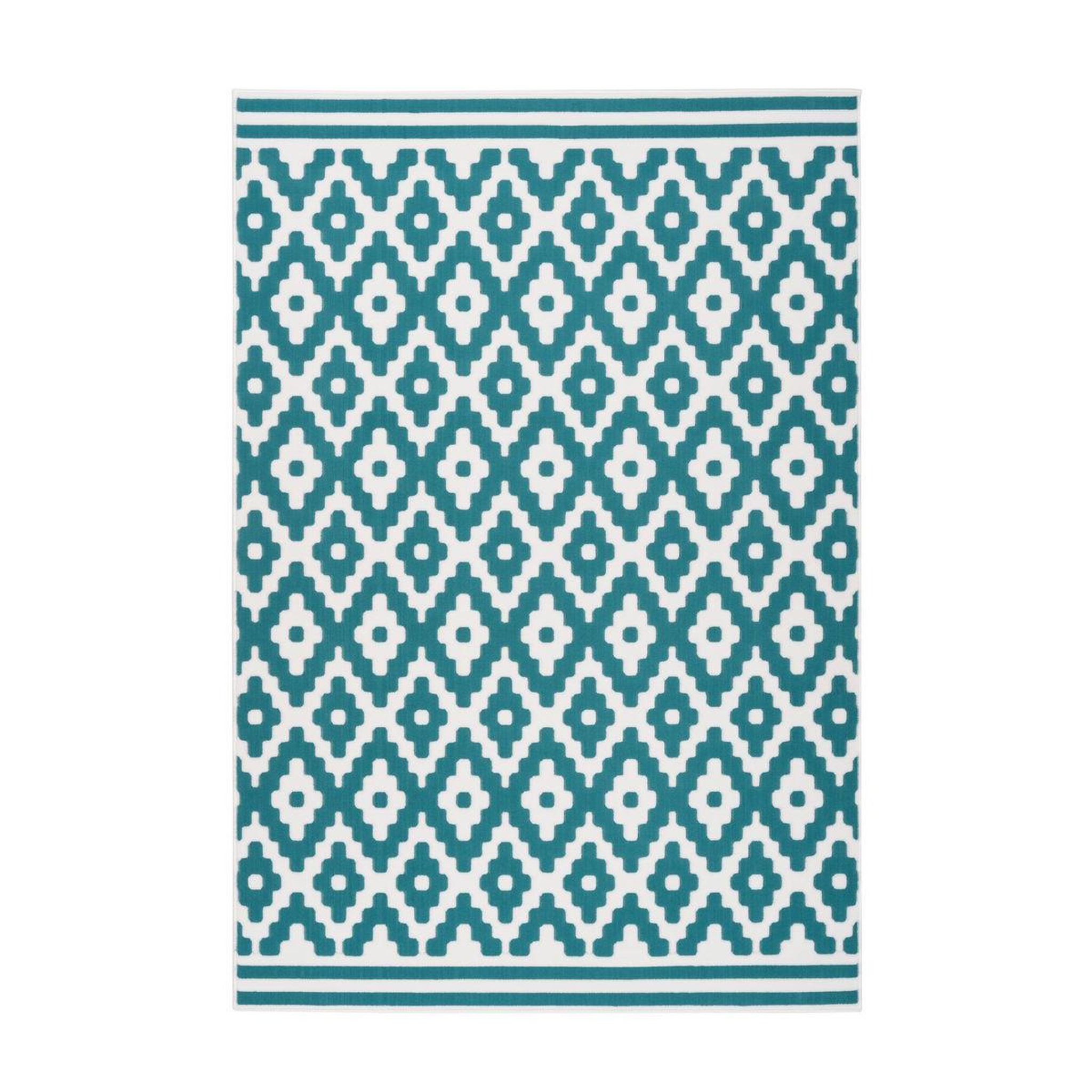 Paris Prix Tapis géométrique à poils courts  now iii  turquoise. Coloris disponibles : Bleu