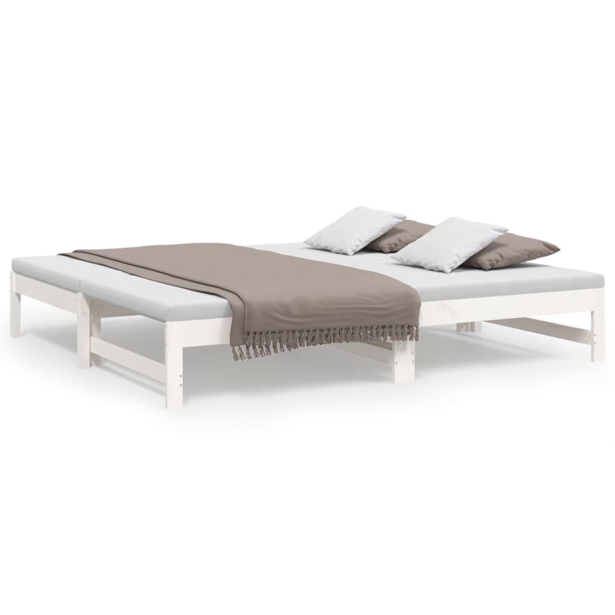 Voir la diapositive 2 : VIDAXL Lit coulissant sans matelas blanc 2x(90x190) cm