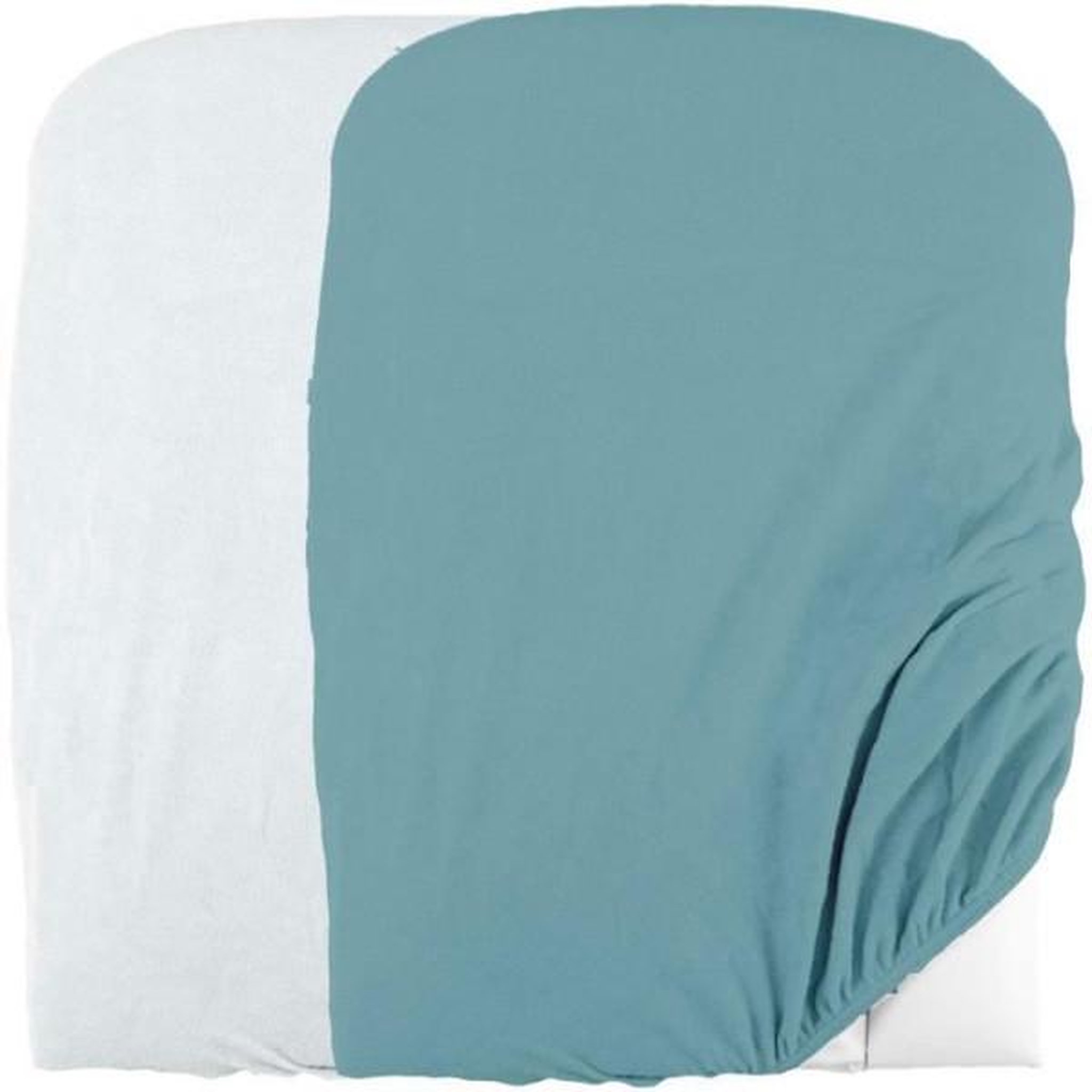 DOMIVA DOMIVA Lot 2 Housses matelas a langer - Eponge polycoton - oeko-Tex - Blanc/Nile - 50 x 75 cm