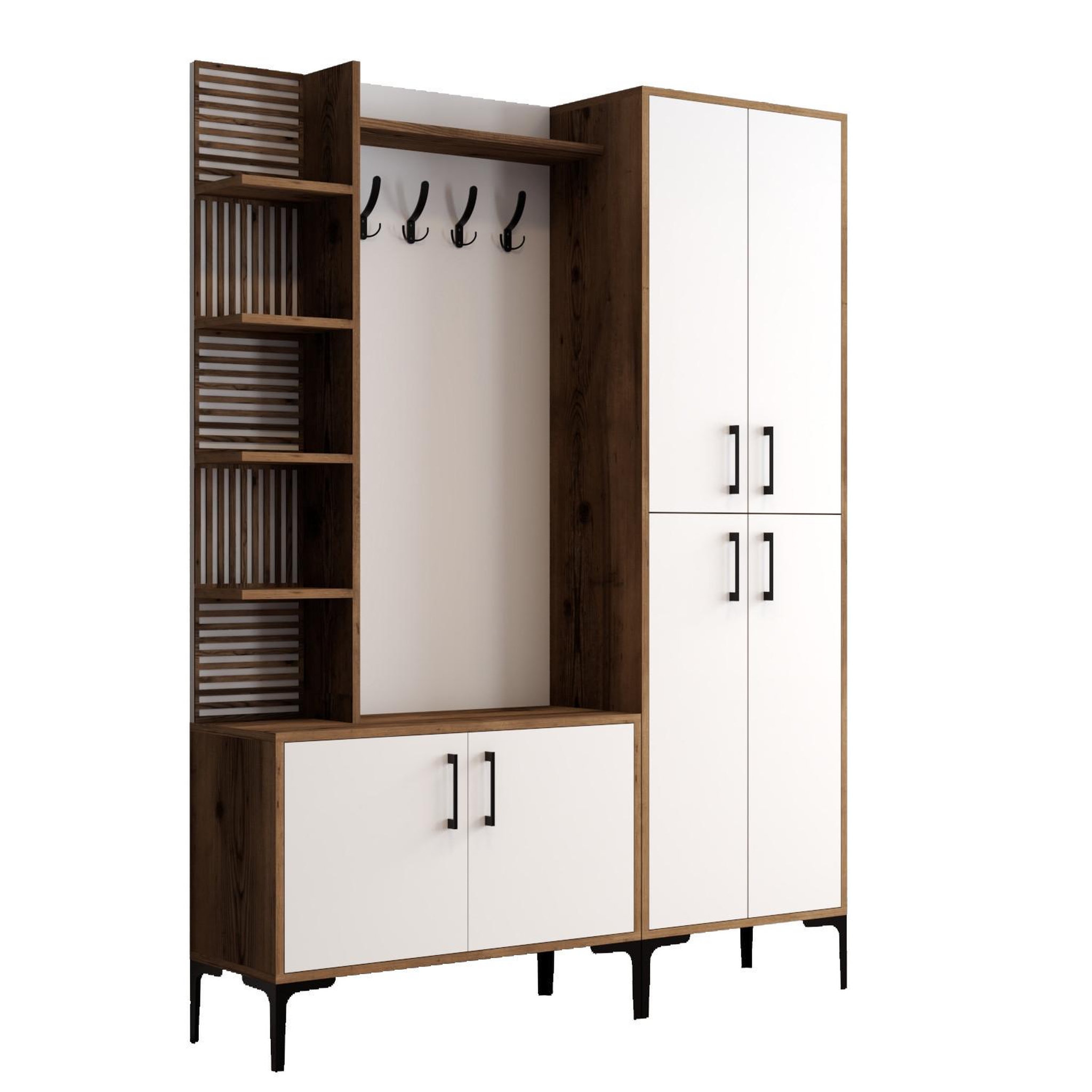 Habitat et Jardin Meuble d'entrée en bois  viyana da  - 35 x 60 x 200 cm - noyer, blanc