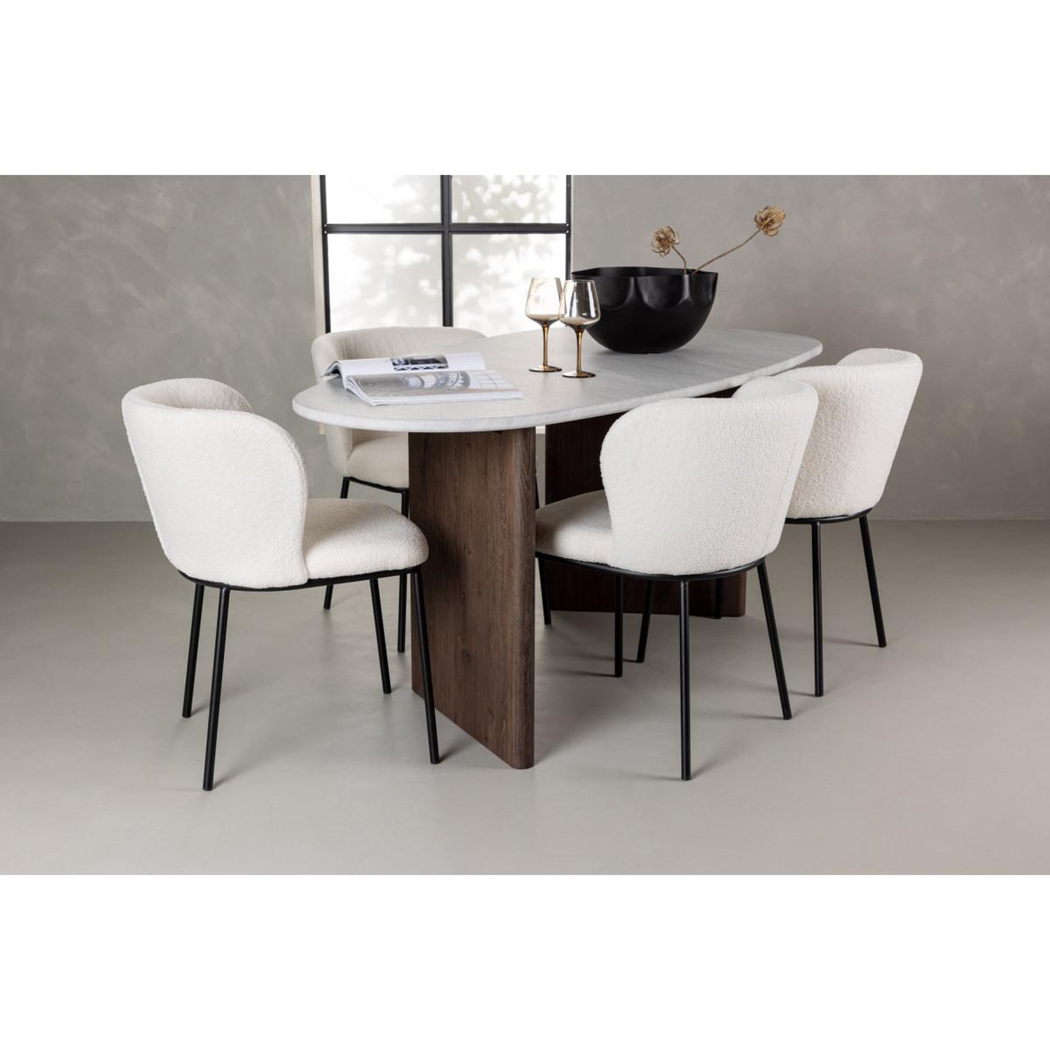 Voir la diapositive 5 : Paris Prix Ensemble table à manger & 4 chaises  gronvik & edina  180cm gris clair & blanc