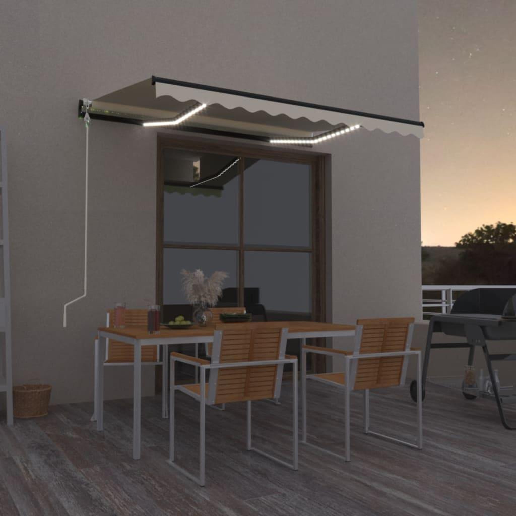 VIDAXL Auvent automatique avec capteur de vent et LED 350x250 cm Creme