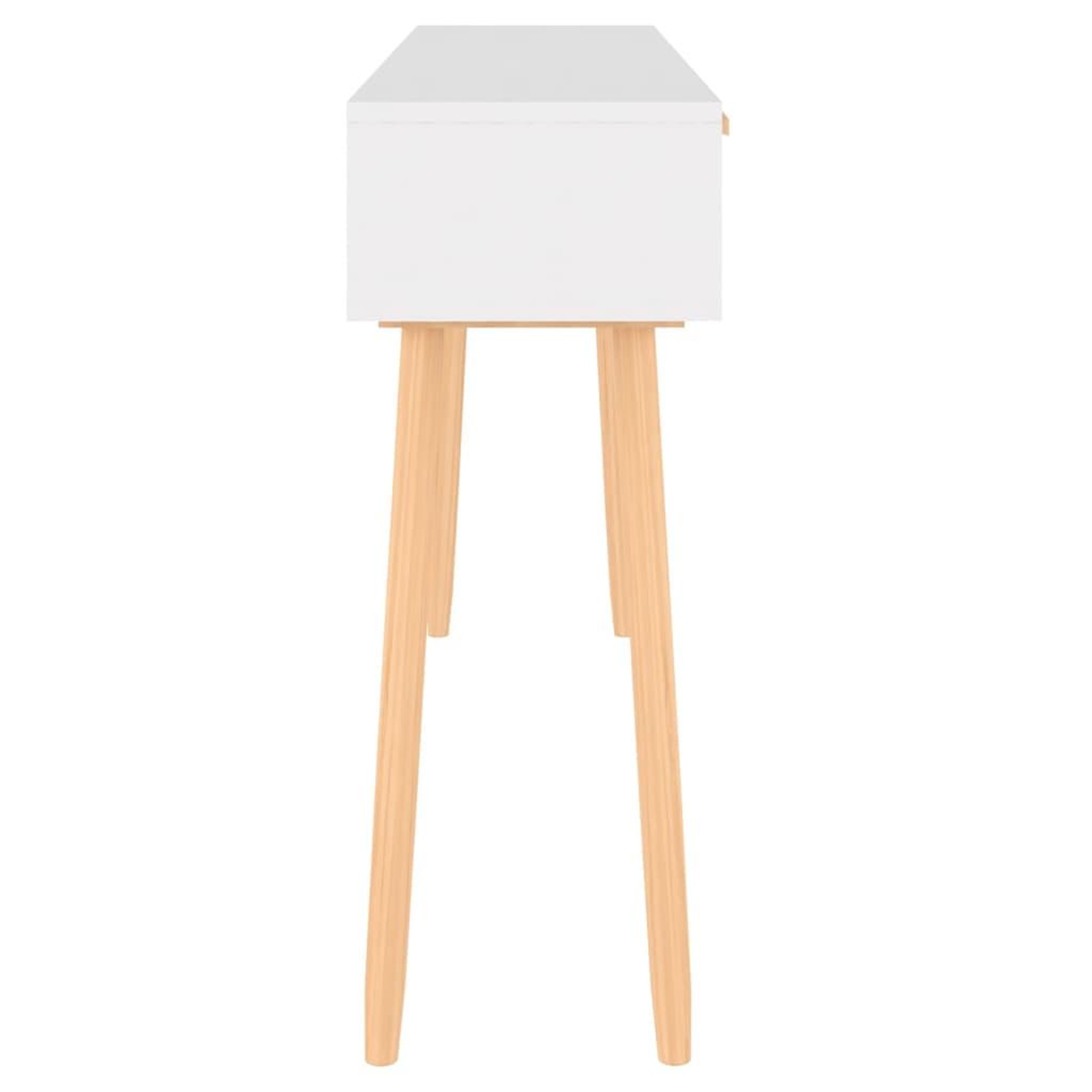 Voir la diapositive 4 : VIDAXL Table console Blanc 105x30x75 cm Bois massif pin /rotin naturel