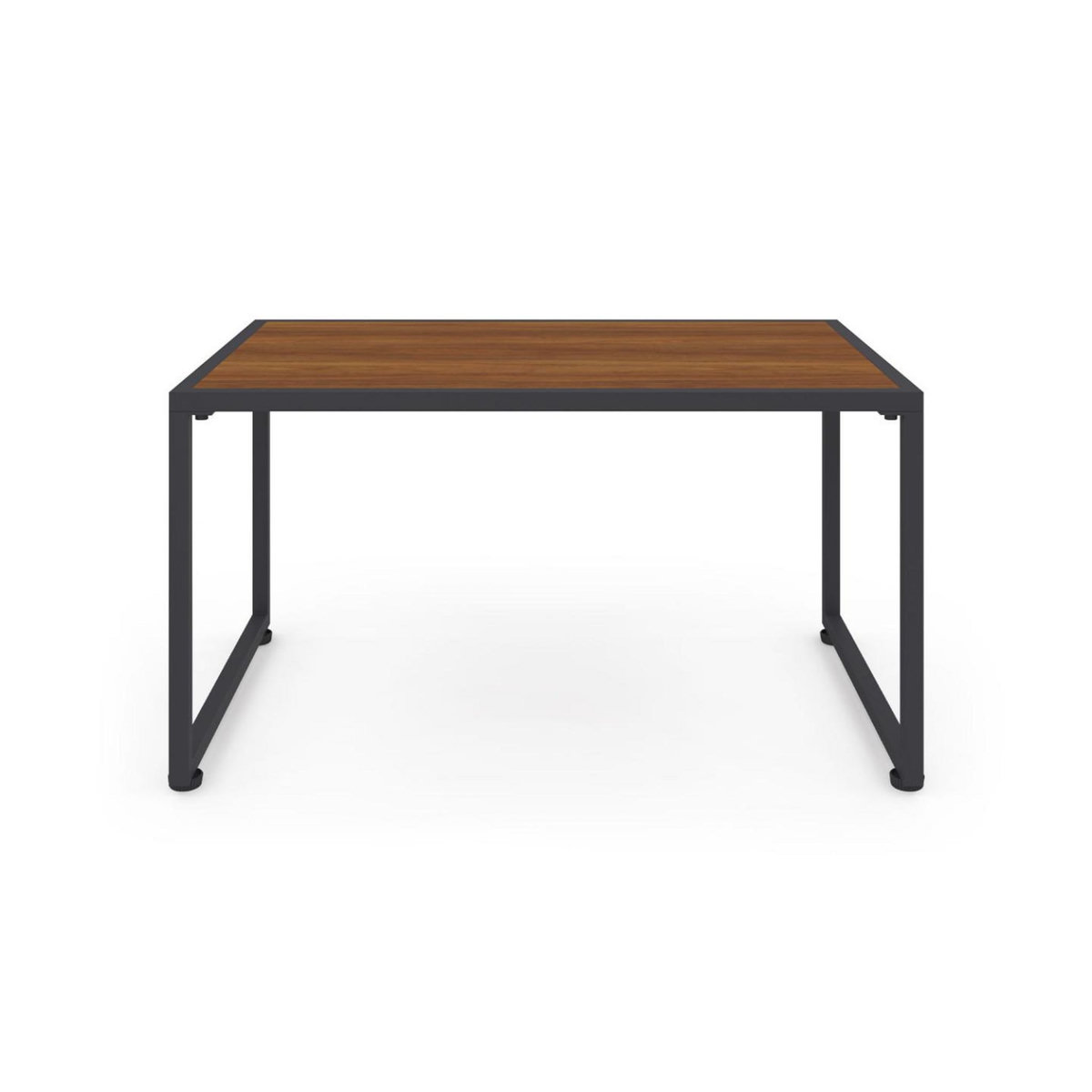 ID MARKET Salon de jardin bas RIO 6 places structure métal et cordage effet rotin avec coussin gris