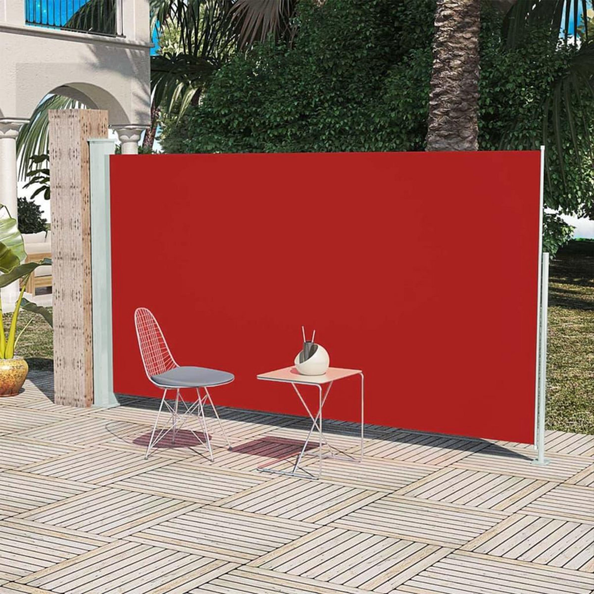 VIDAXL Auvent lateral retractable de patio 160x300 cm Rouge