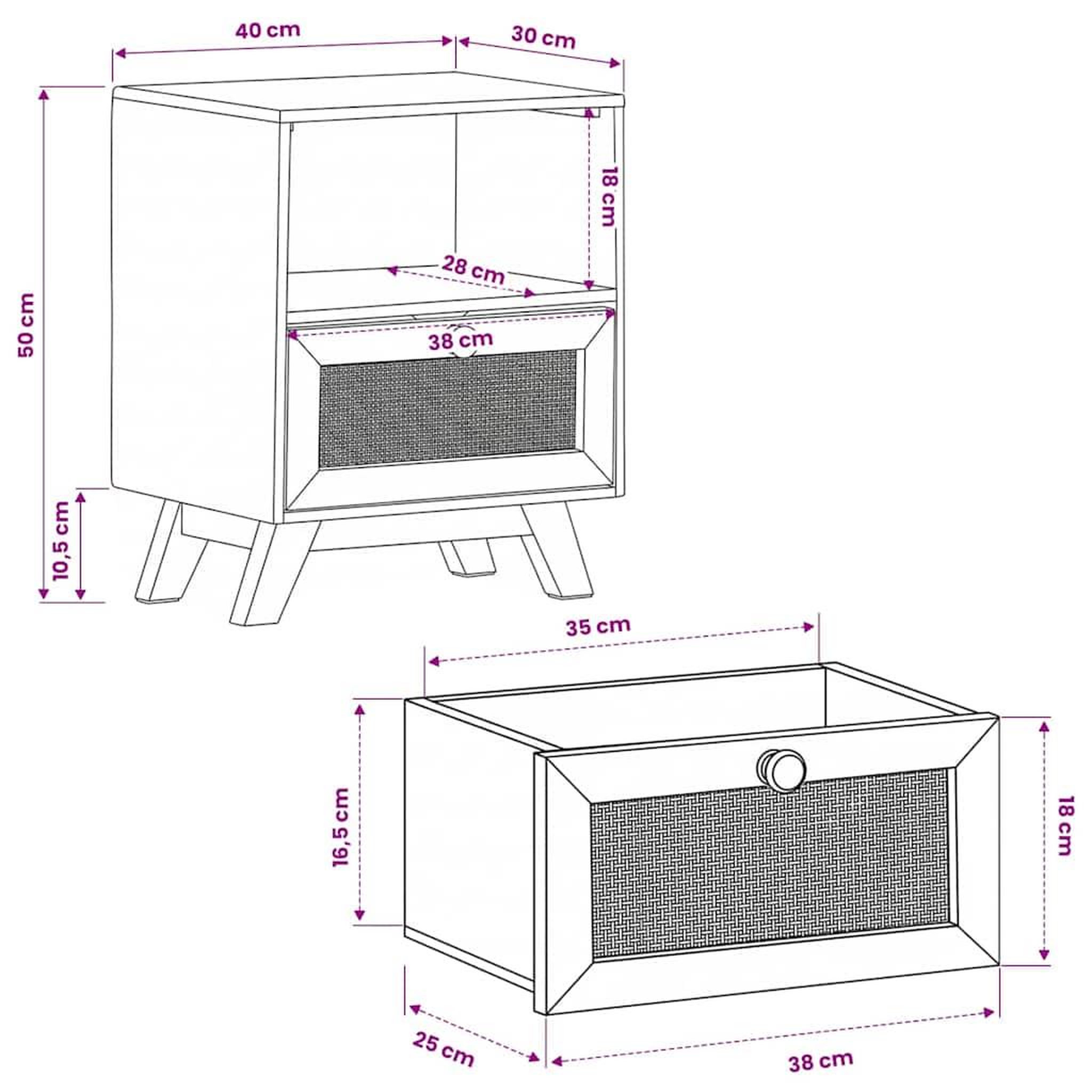 Voir la diapositive 6 : VIDAXL Table de chevet 40x30x50 cm bois de manguier massif