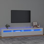 Voir la diapositive 1 : VIDAXL Meuble TV avec lumieres LED Blanc brillant 240x35x40 cm