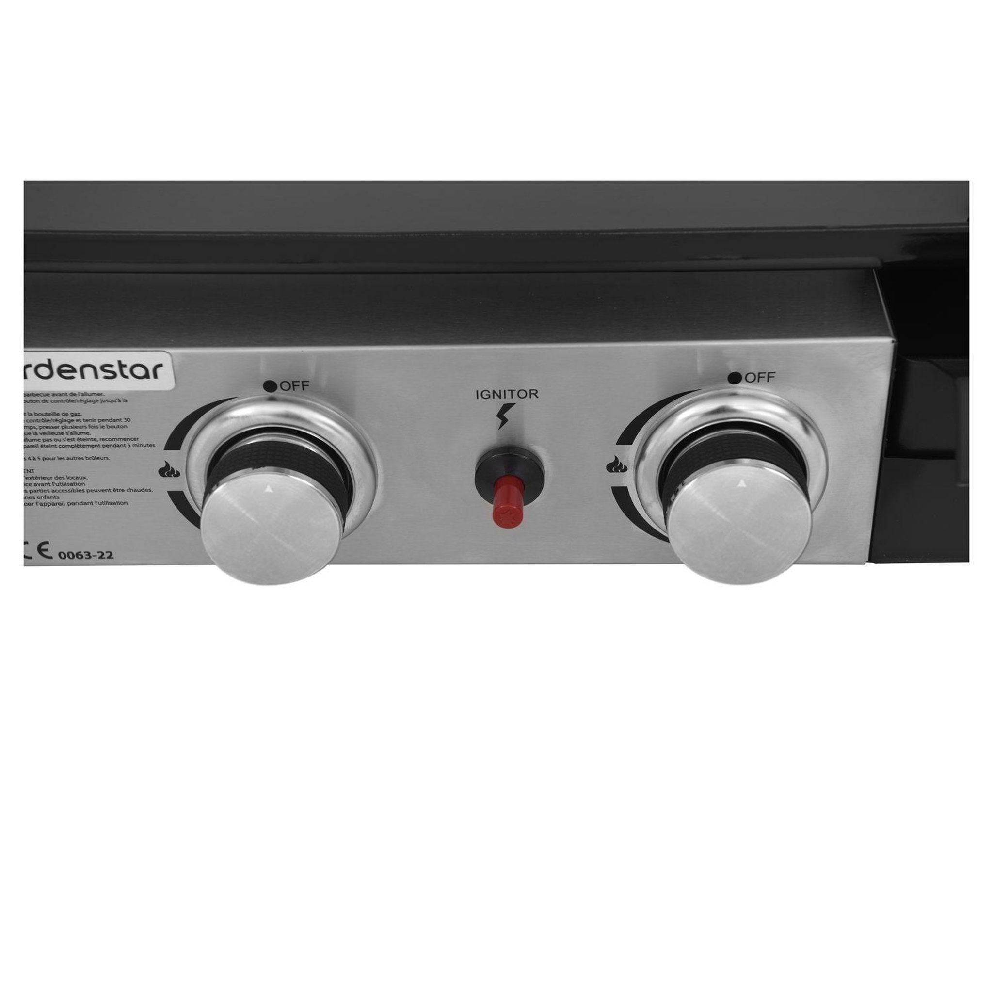 Voir la diapositive 9 : GARDENSTAR Plancha gaz à poser - 2 brûleurs - 5KW - Acier