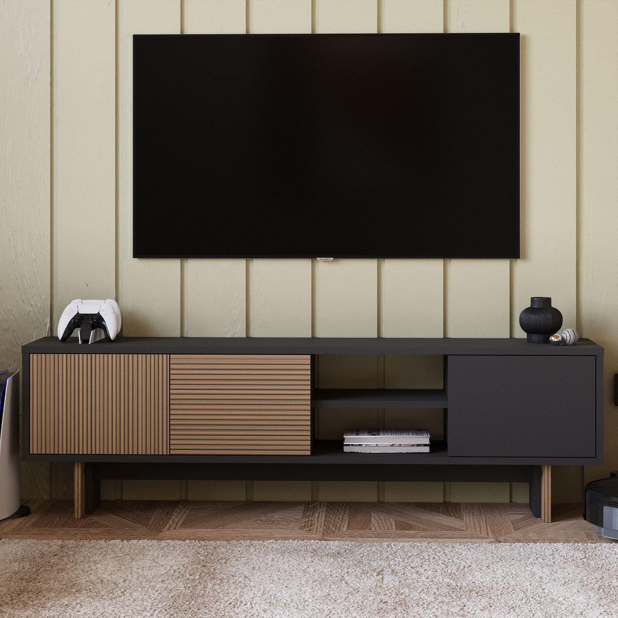 Voir la diapositive 2 : Habitat et Jardin Meuble tv en bois  ravello  - 150 x 30 x 45 cm - marron