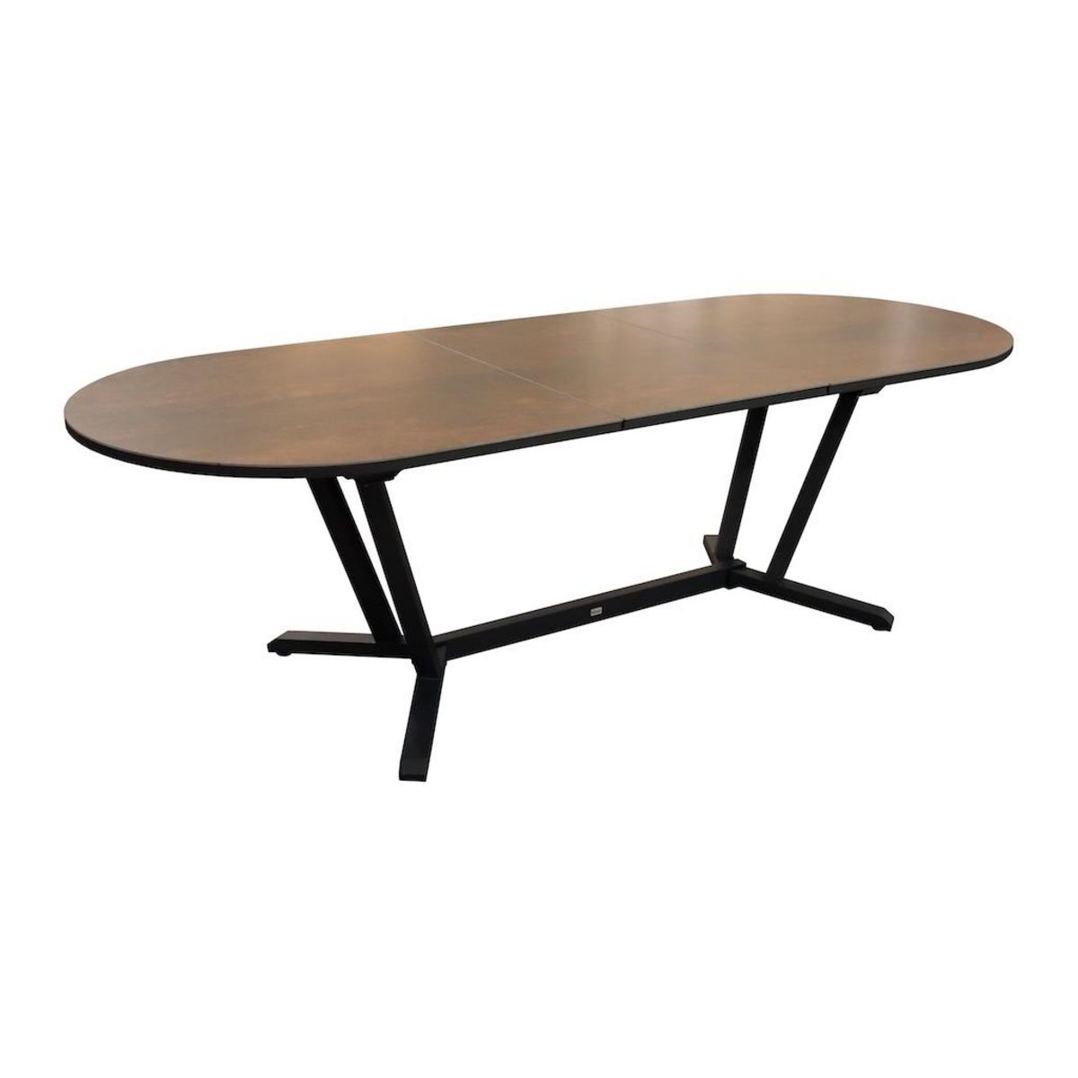 Proloisirs Table ovale extensible - VITA - Aluminium époxy graphite - Plateau céramique Kedra Oxyde 6 mm - 200/260 x 100 cm