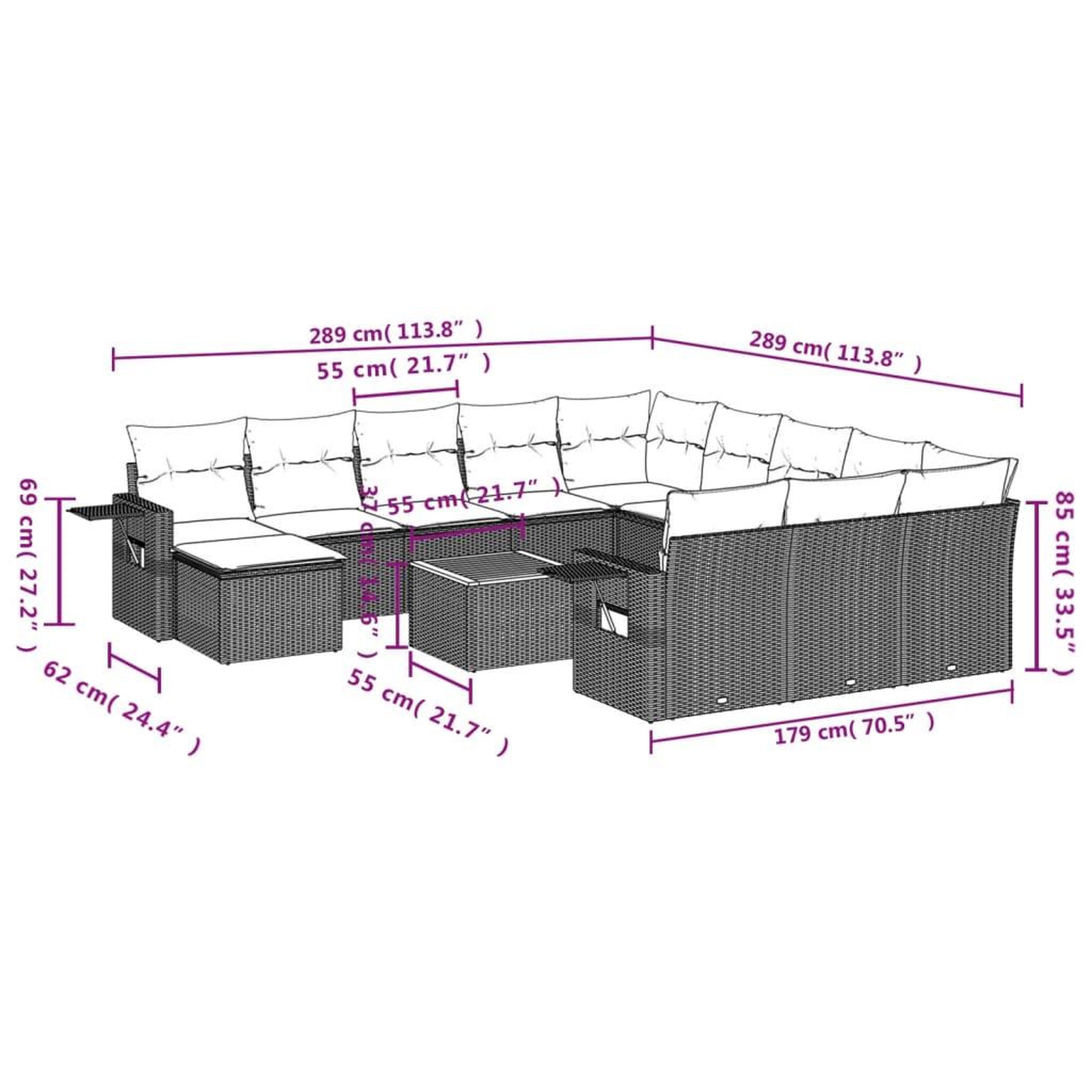 Voir la diapositive 6 : VIDAXL Salon de jardin avec coussins 13 pcs noir resine tressee