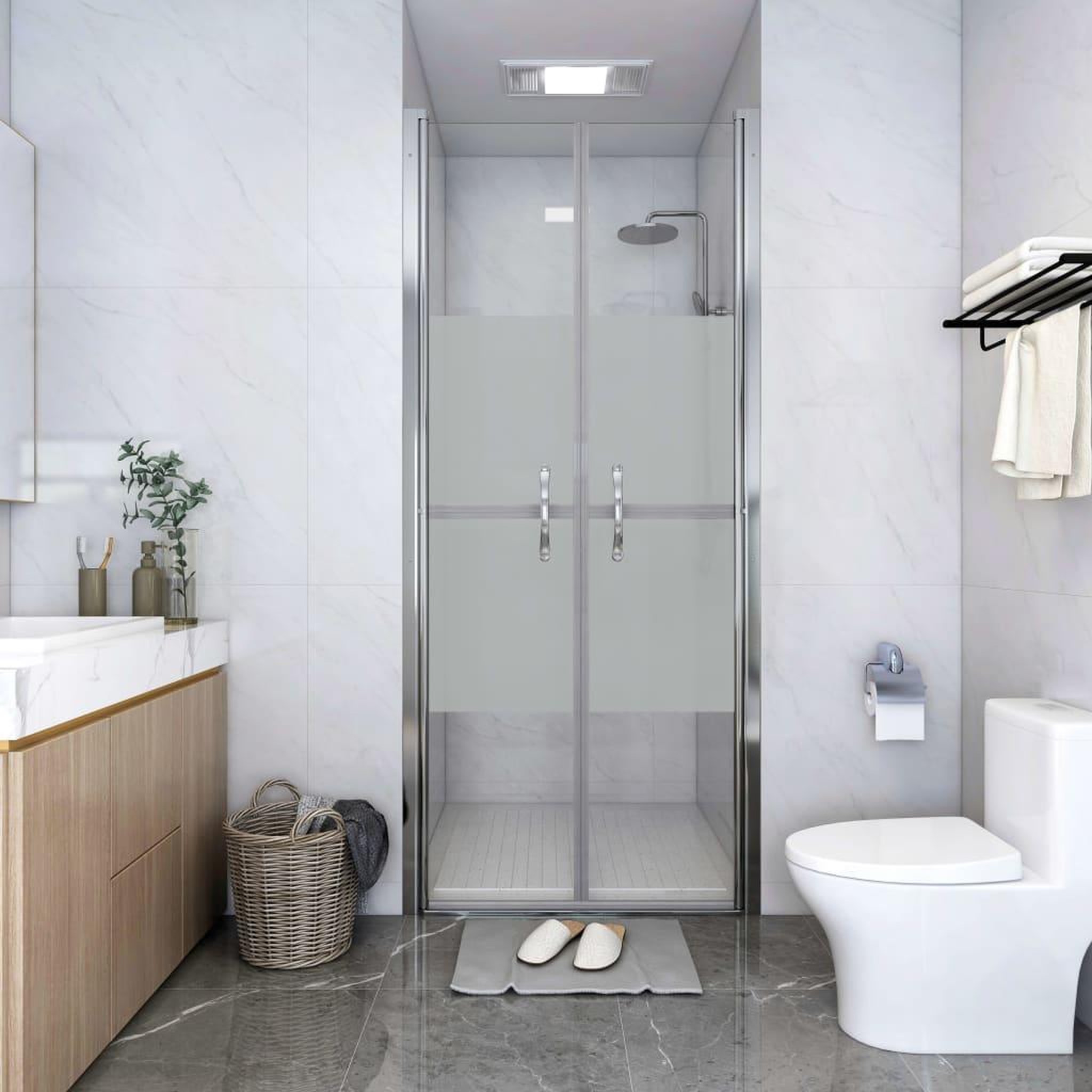 Voir la diapositive 1 : VIDAXL Porte de douche ESG demi-depoli 76x190 cm