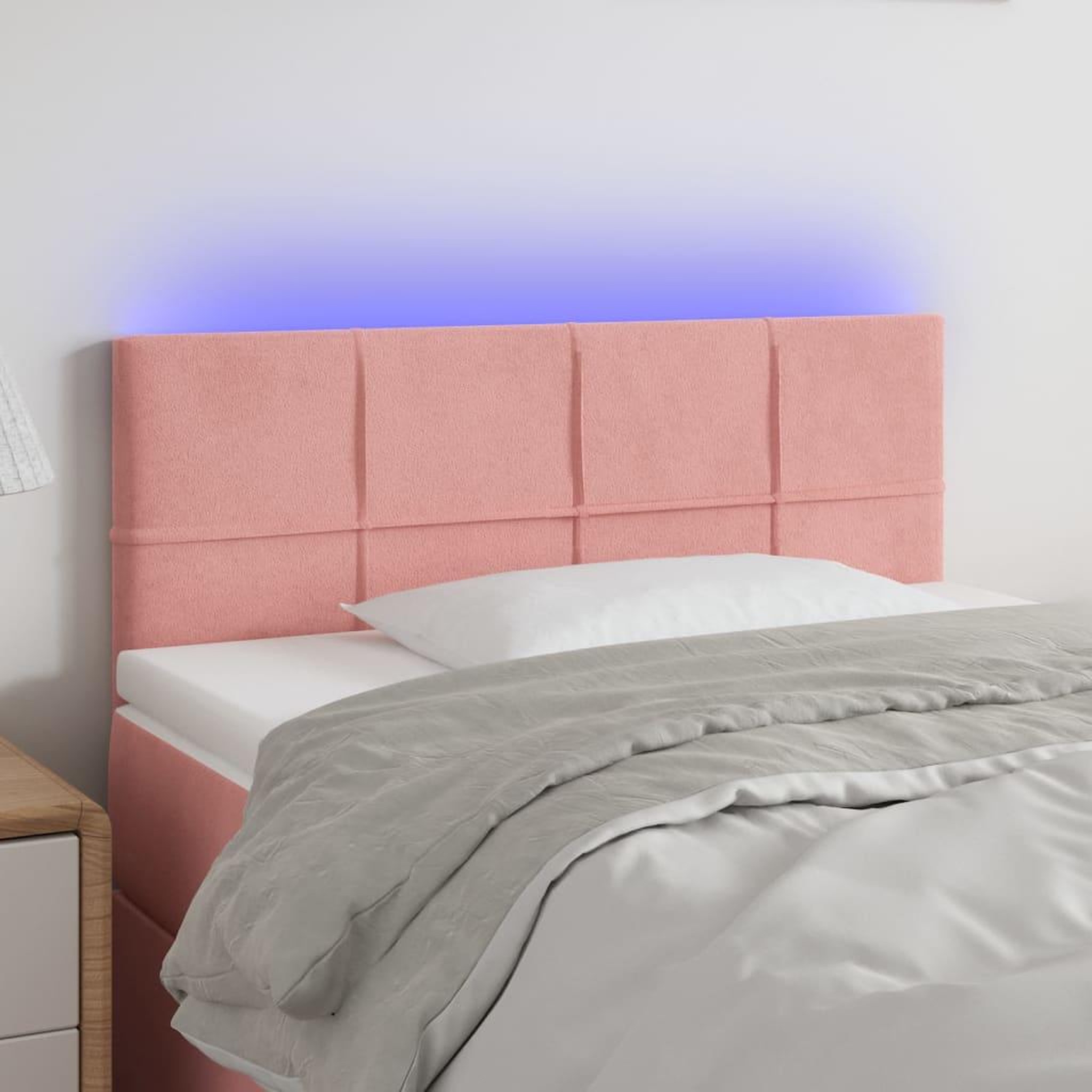 Voir la diapositive 1 : VIDAXL Tete de lit a LED Rose 80x5x78/88 cm Velours