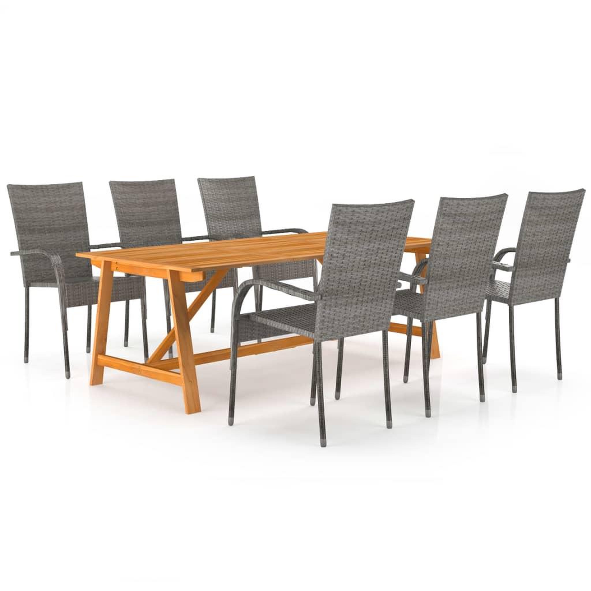 Voir la diapositive 1 : VIDAXL Ensemble a manger de jardin 7 pcs Gris