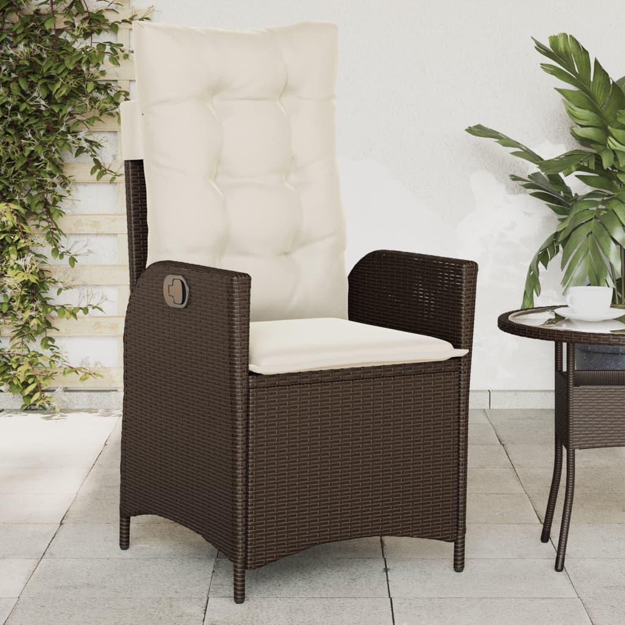 VIDAXL Chaise inclinable de jardin avec coussins marron resine tressee