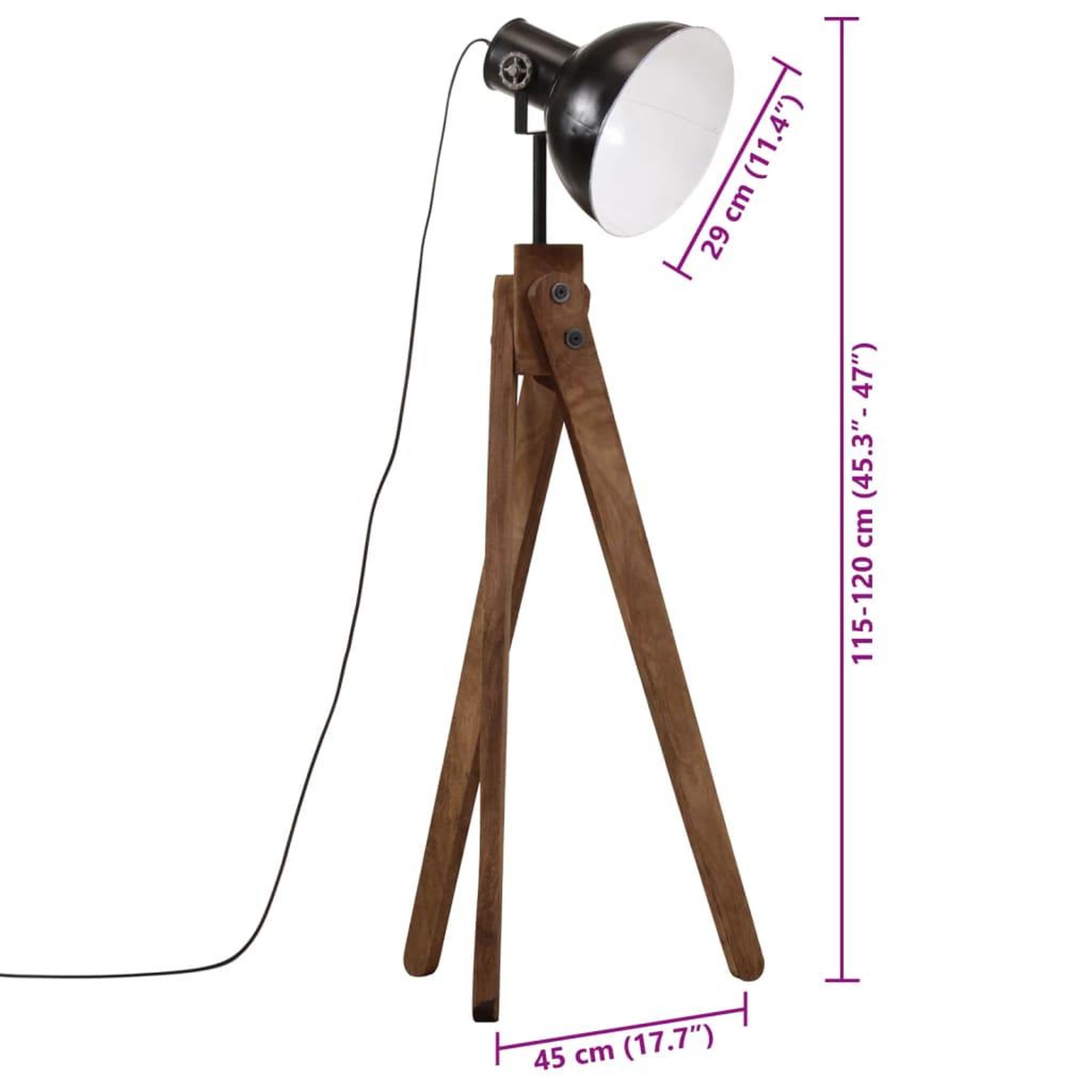 Voir la diapositive 6 : VIDAXL Lampadaire 25 W noir 45x45x120 cm E27