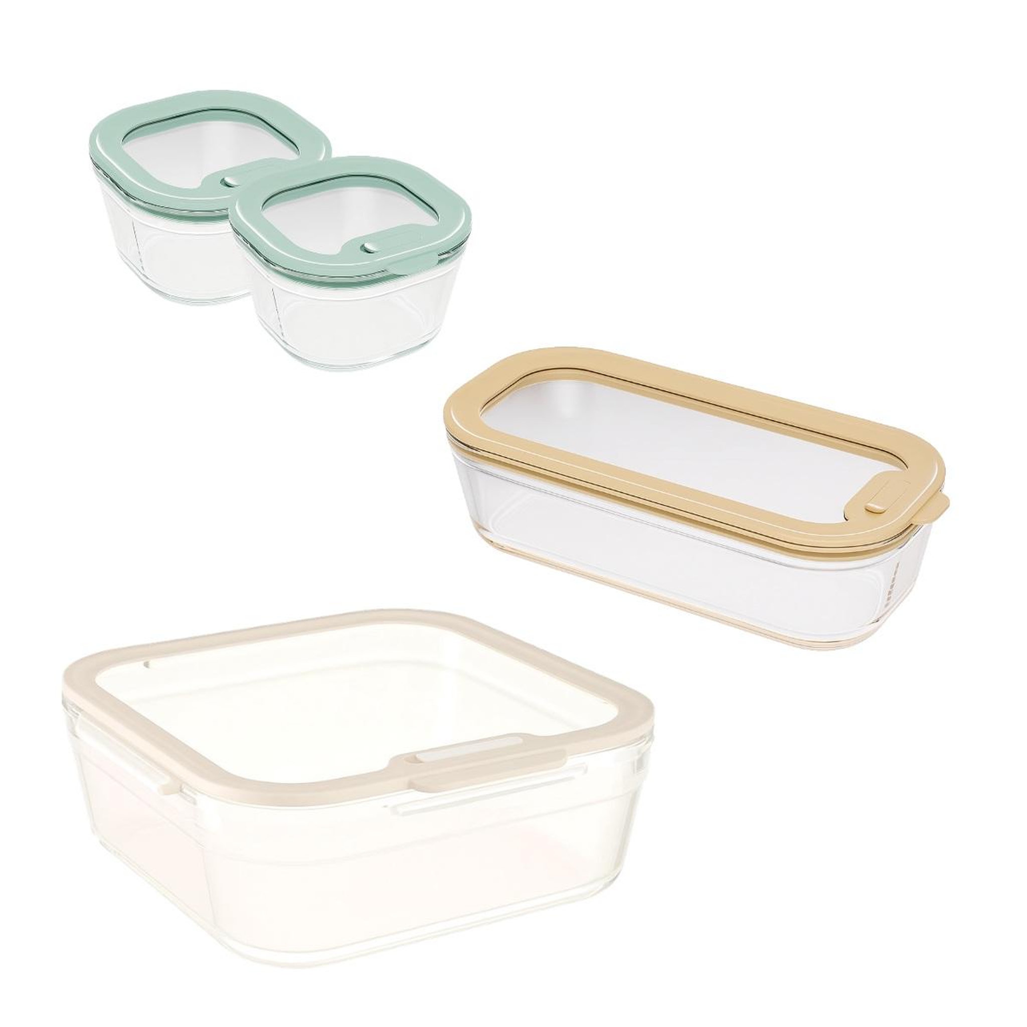 PEBBLY Set 4 boites alimentaires en verre - 40-PKV089
