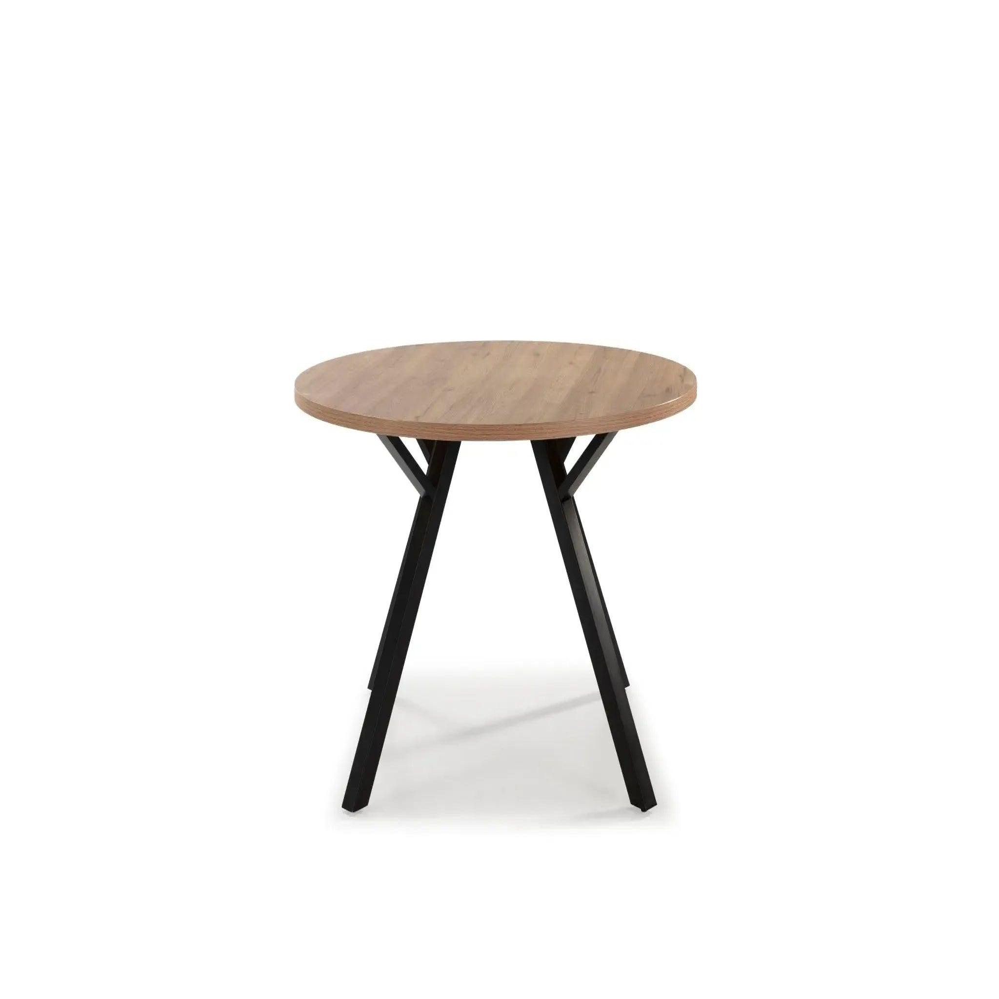 CASANOVA PARIS Iloa - table à manger ronde 120cmpieds en métal noir - chêne clair