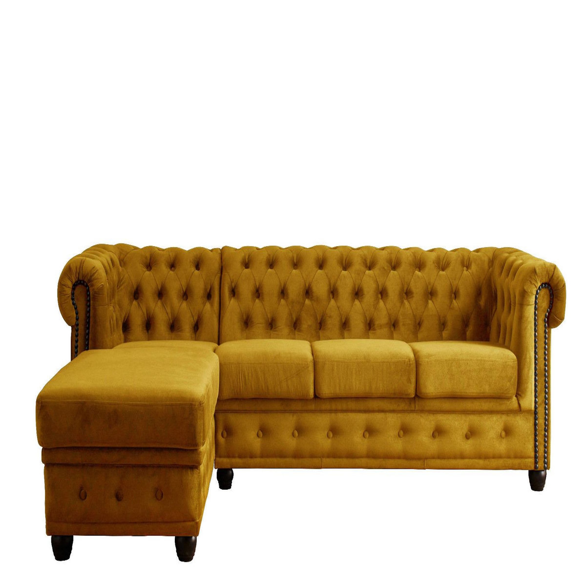 LISA DESIGN William - canapé chesterfield d'angle gauche - 4 places - en velours