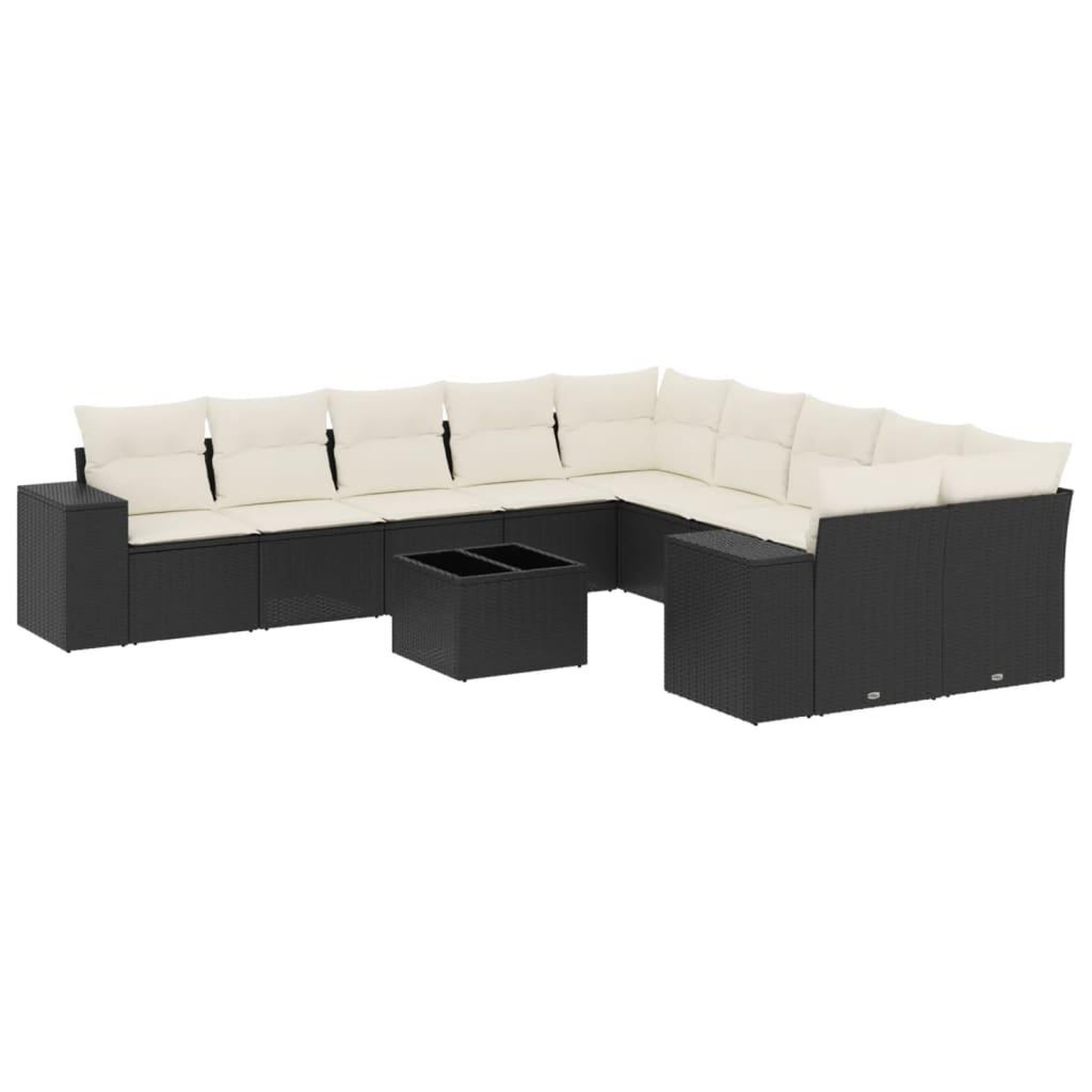 Voir la diapositive 2 : VIDAXL Salon de jardin 11 pcs avec coussins noir resine tressee