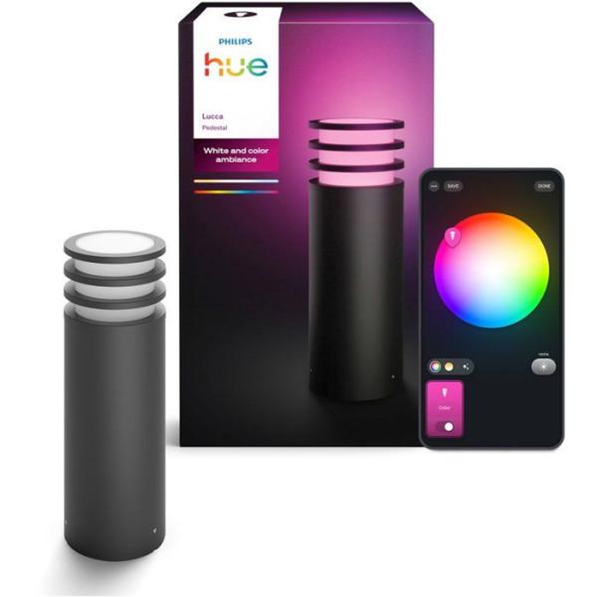 PHILIPS HUE Lampe sur pied - philips hue - lucca - anthracite - 1xa60 wca - ip44