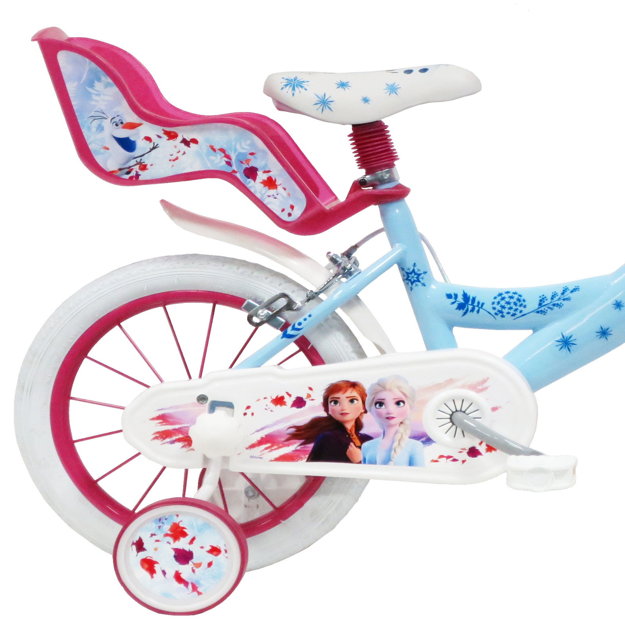 Vélo Enfant La Reine Des Neiges – Dino Bikes – 16 Pouces, Stabilisateurs, Panier, Porte-poupée – Pour 4-7 Ans