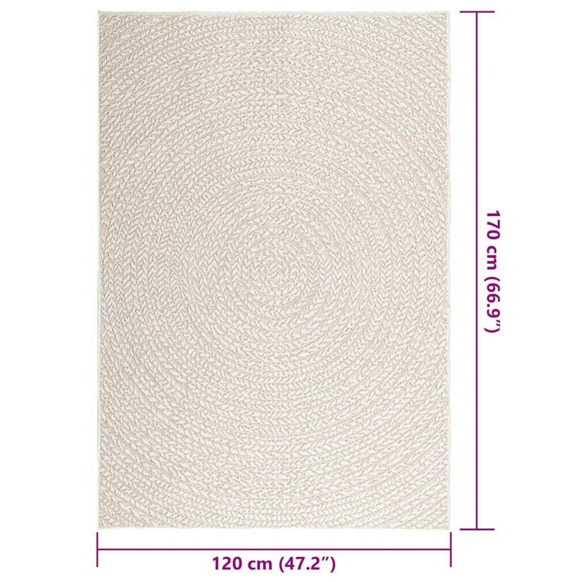 VIDAXL Tapis ZIZUR creme 120x170 cm aspect de jute interieur exterieur