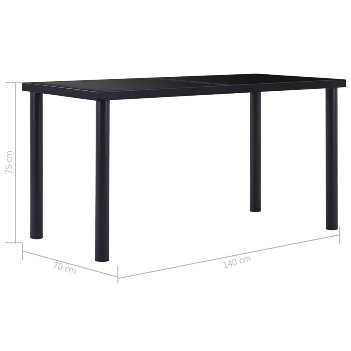 VIDAXL Table a manger Noir 140x70x75 cm Verre trempe