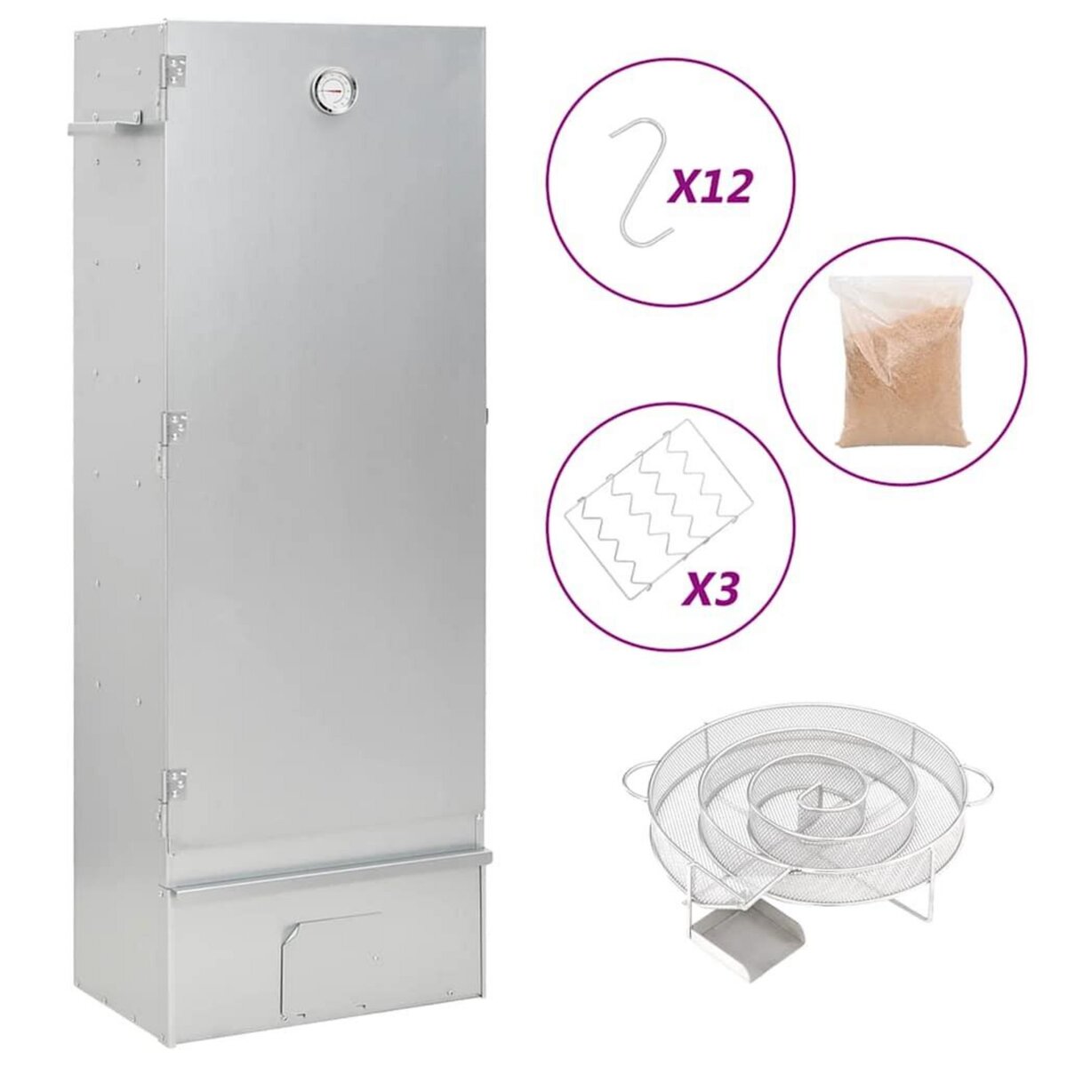 VIDAXL Fumoir a four a BBQ generateur de fumee froide acier galvanise