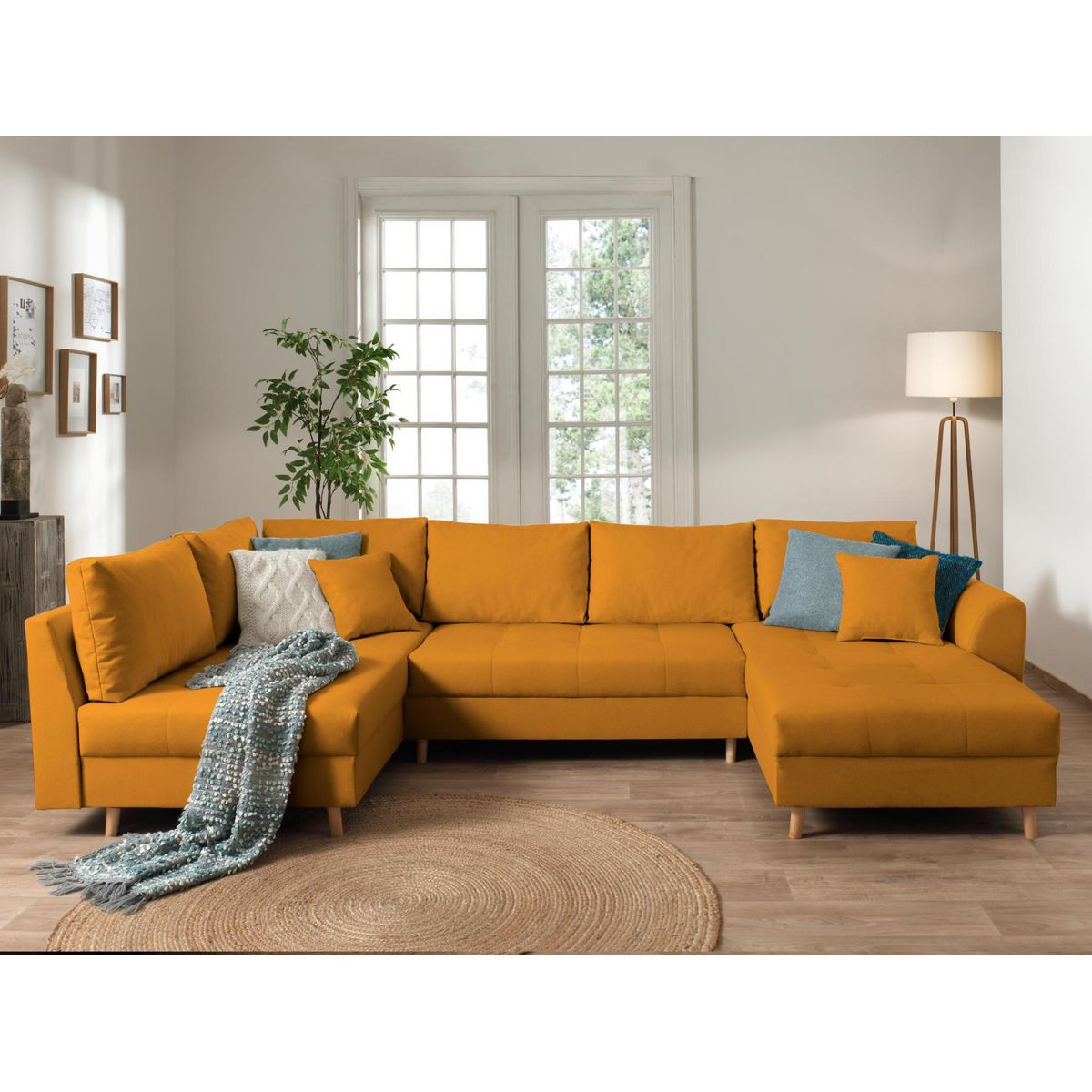 LISA DESIGN Rune - canapé panoramique avec pouf d'appoint - 7 places - style scandinave - gauche