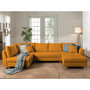 Voir la diapositive 2 : LISA DESIGN Rune - canapé panoramique avec pouf d'appoint - 7 places - style scandinave - gauche