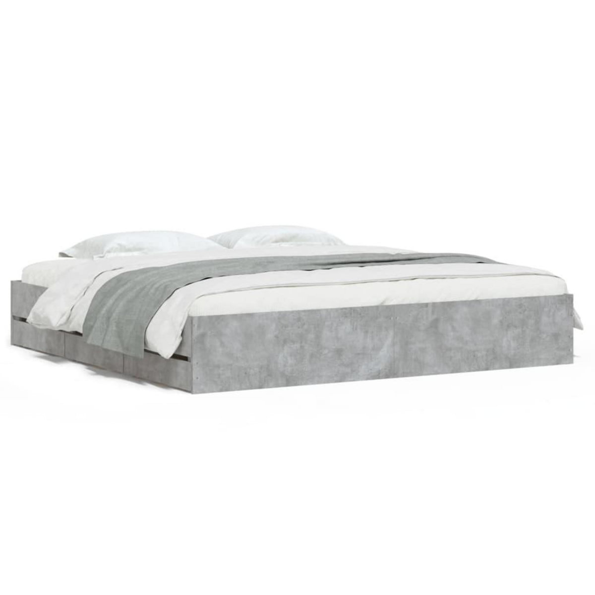 VIDAXL Cadre de lit avec tiroirs sans matelas gris beton 180x200 cm