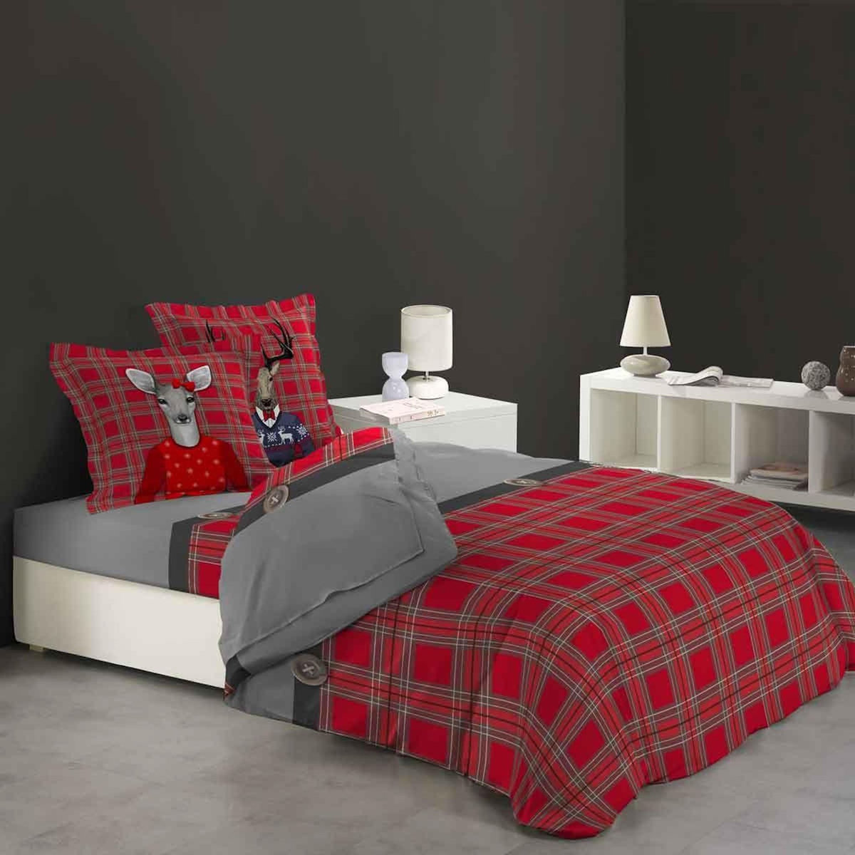 Paris Prix Parure de Draps 4 Pièces  Cerafine  240x300cm Rouge