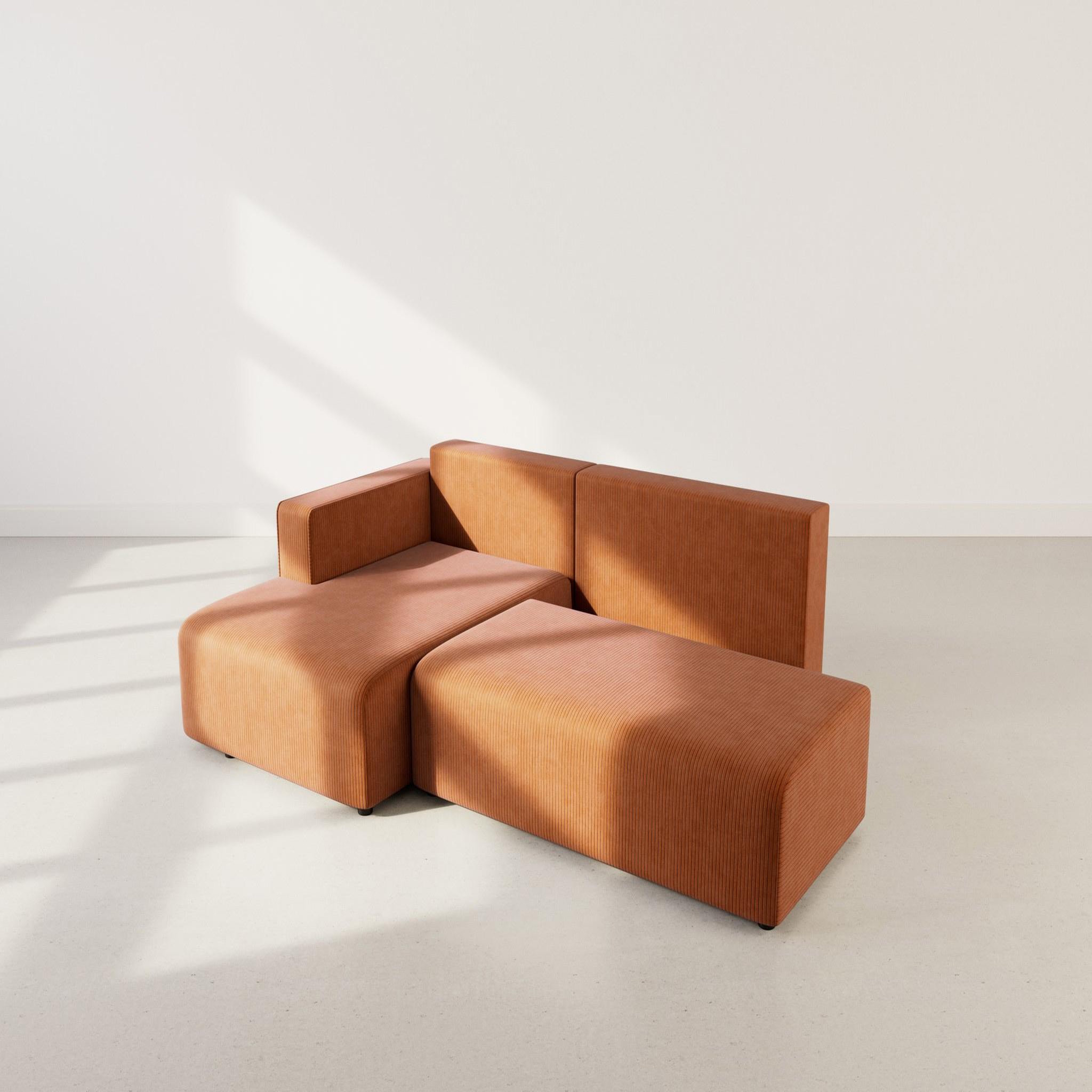 Voir la diapositive 3 : BEST MOBILIER Topaze - canapé d'angle gauche 4 places convertible avec coffre en velours côtelé