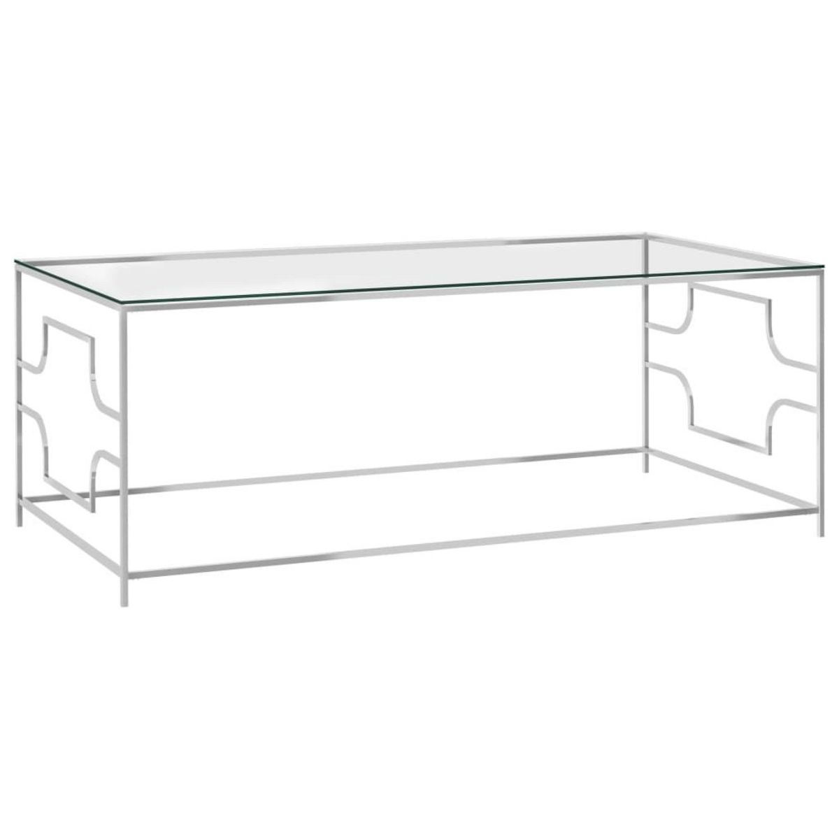 VIDAXL Table basse Argente 120x60x45 cm Acier inoxydable et verre