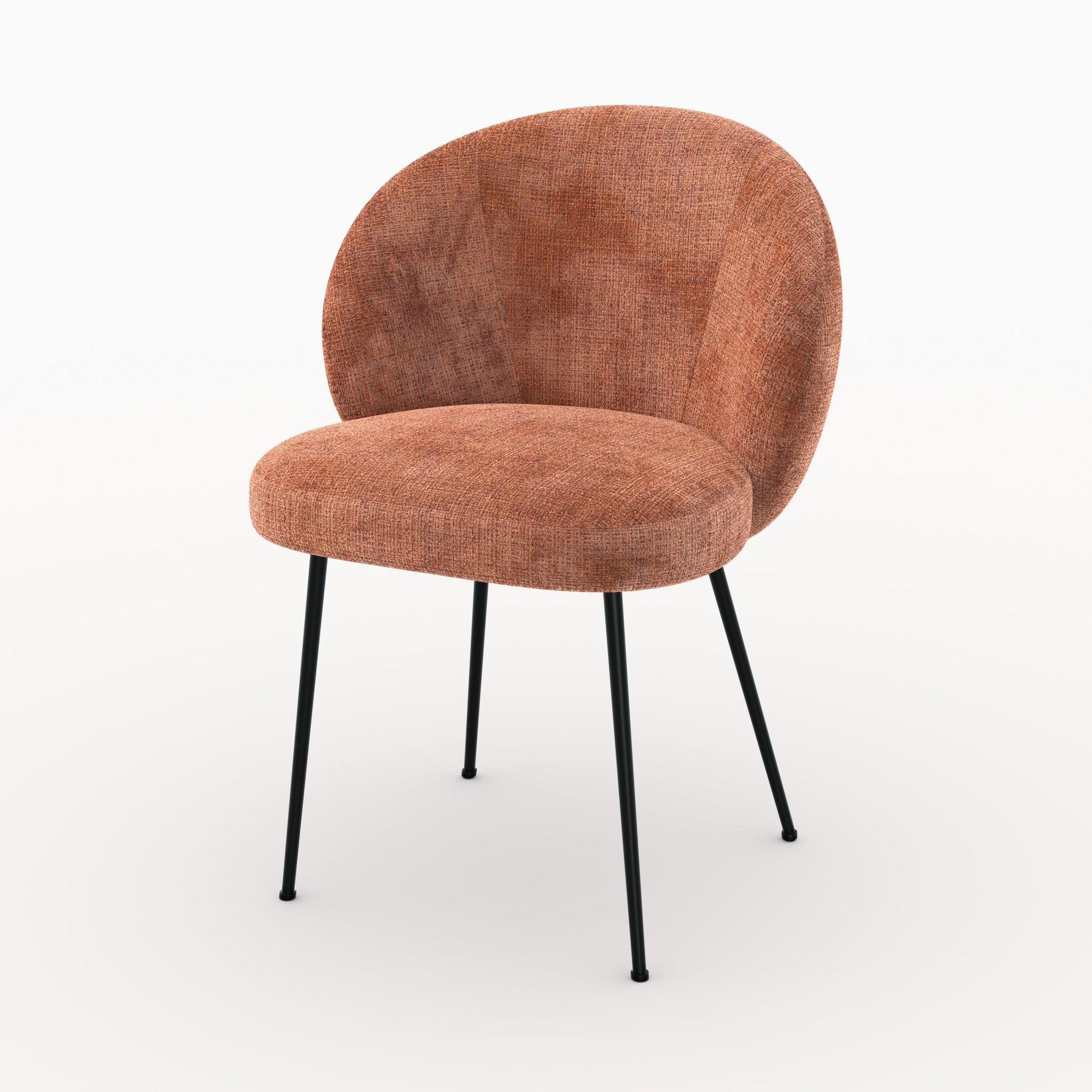 MAISON PAVANE Chaise en velours chenillé terracotta et métal noir-bloomy