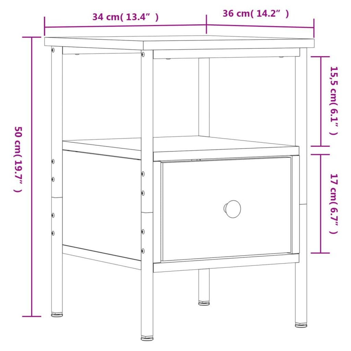 VIDAXL Table de chevet noir 34x36x50 cm bois d'ingenierie