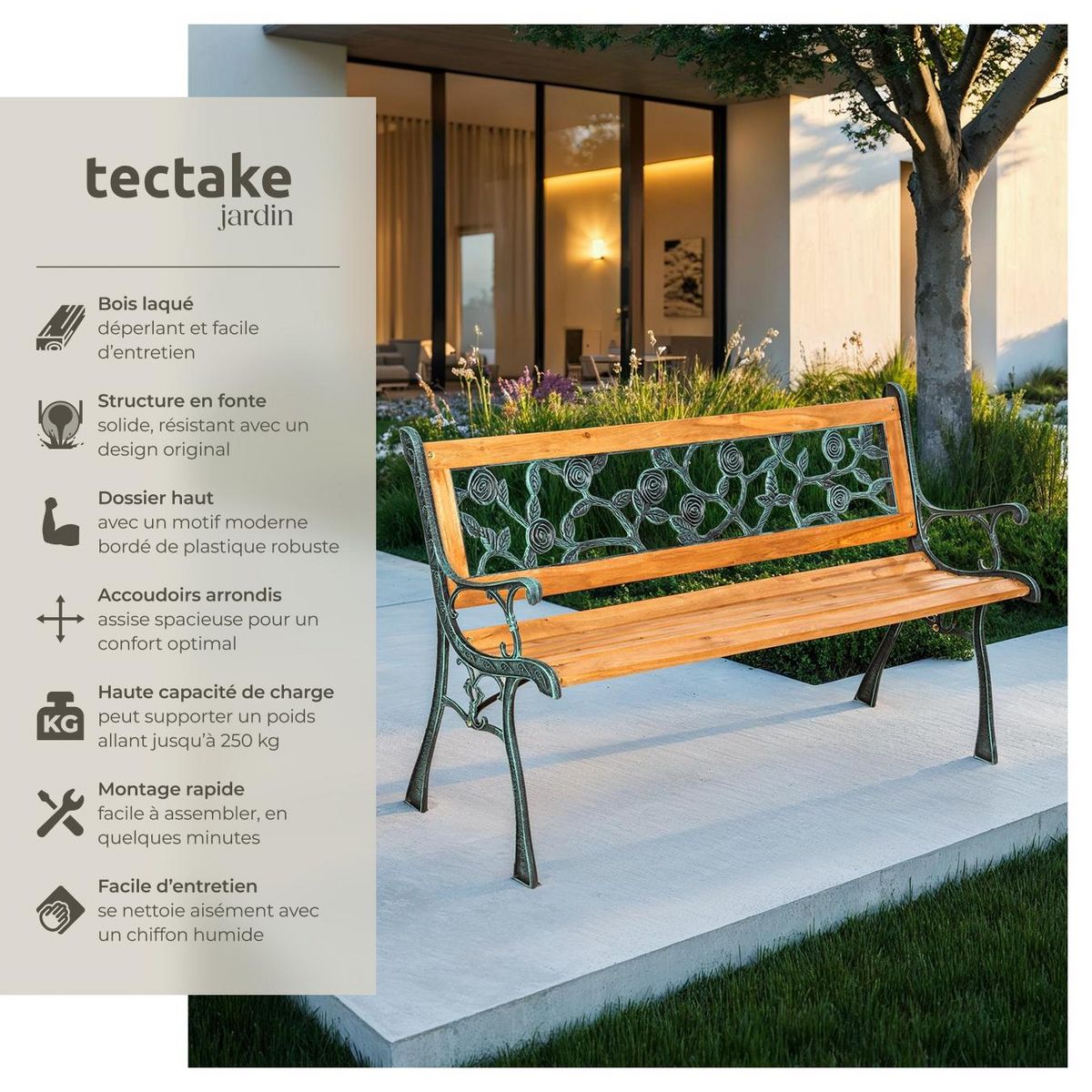 tectake Banc de jardin 2 places