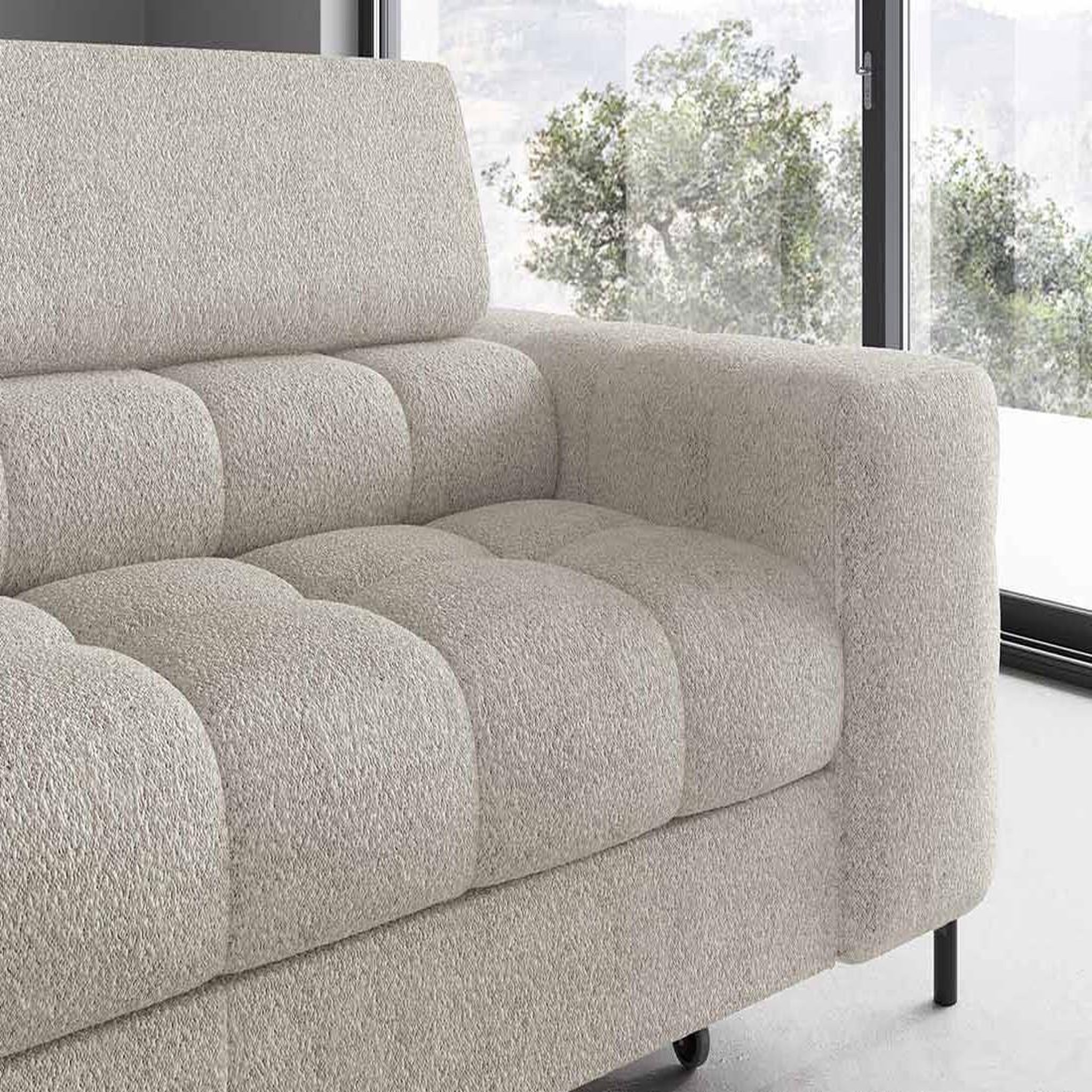 Voir la diapositive 6 : BEST MOBILIER Elisa - canapé d'angle gauche 5 places convertible avec coffre et têtières réglables en tissu bouclette