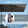 Voir la diapositive 6 : OUTSUNNY Parasol de jardin grande taille dim. 4,51 x 2,64 m manivelle alu métal polyester haute densité UPF 50+ gris