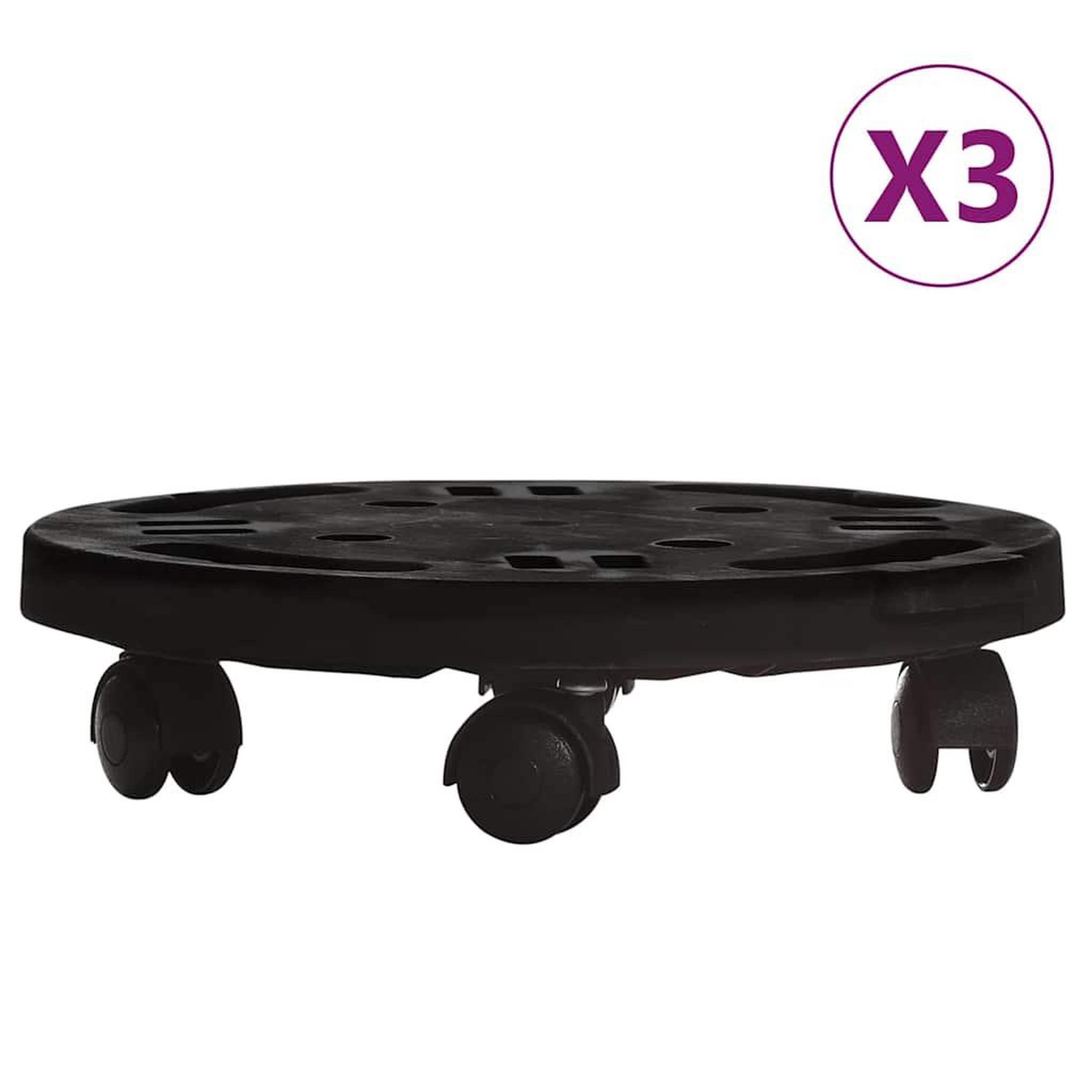 VIDAXL Chariots a plantes avec roues 3 pcs diametre 30 cm noir 170 kg